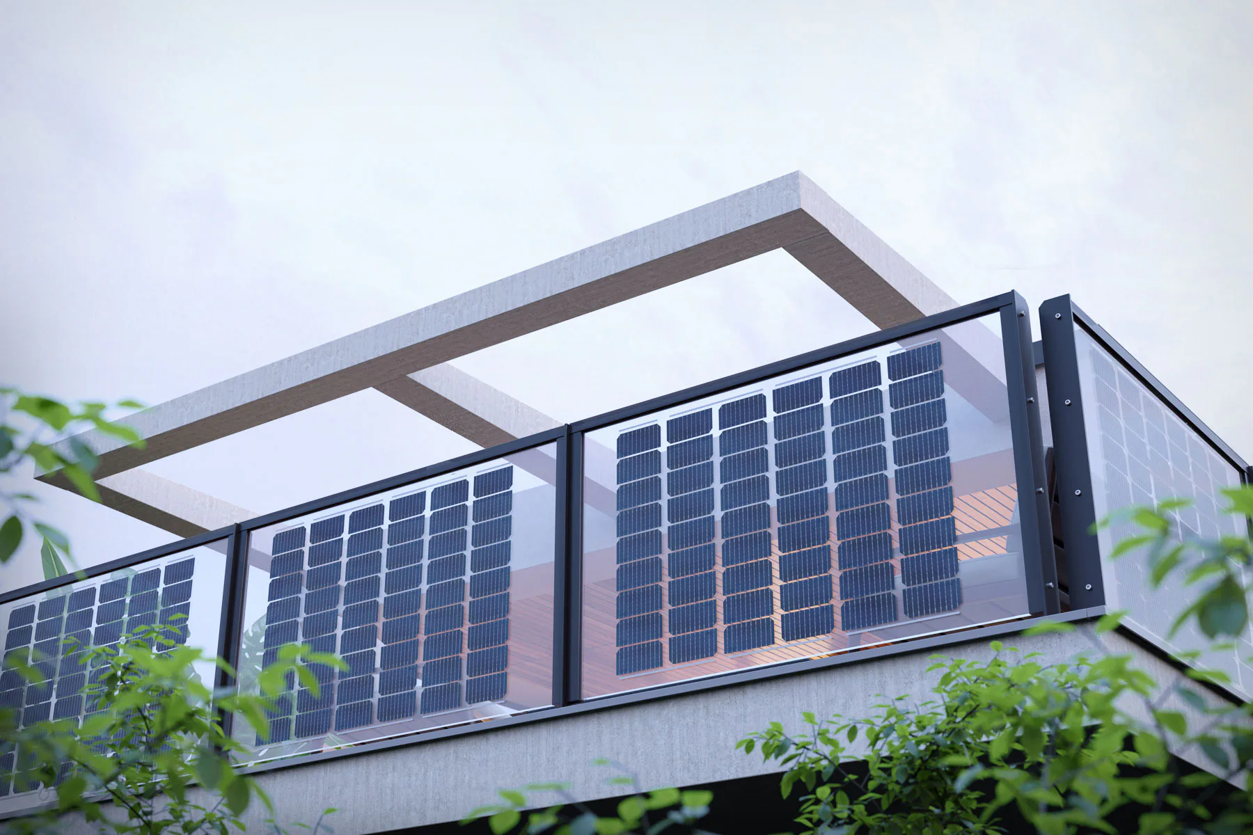 Swissrailing Two Sided Solar eignet sich nicht nur als Balkongeländer, sondern auch als Absturzsicherung vor bodentiefen Fenstern.