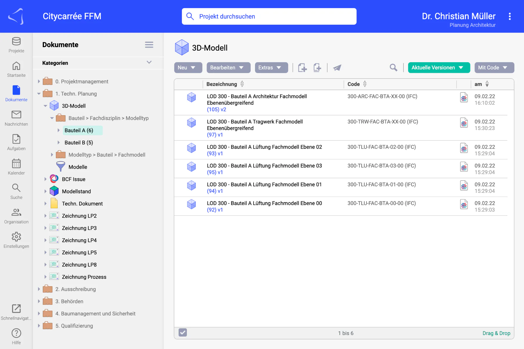 Interface der AWARO CDE mit neuem Header und Modulleiste