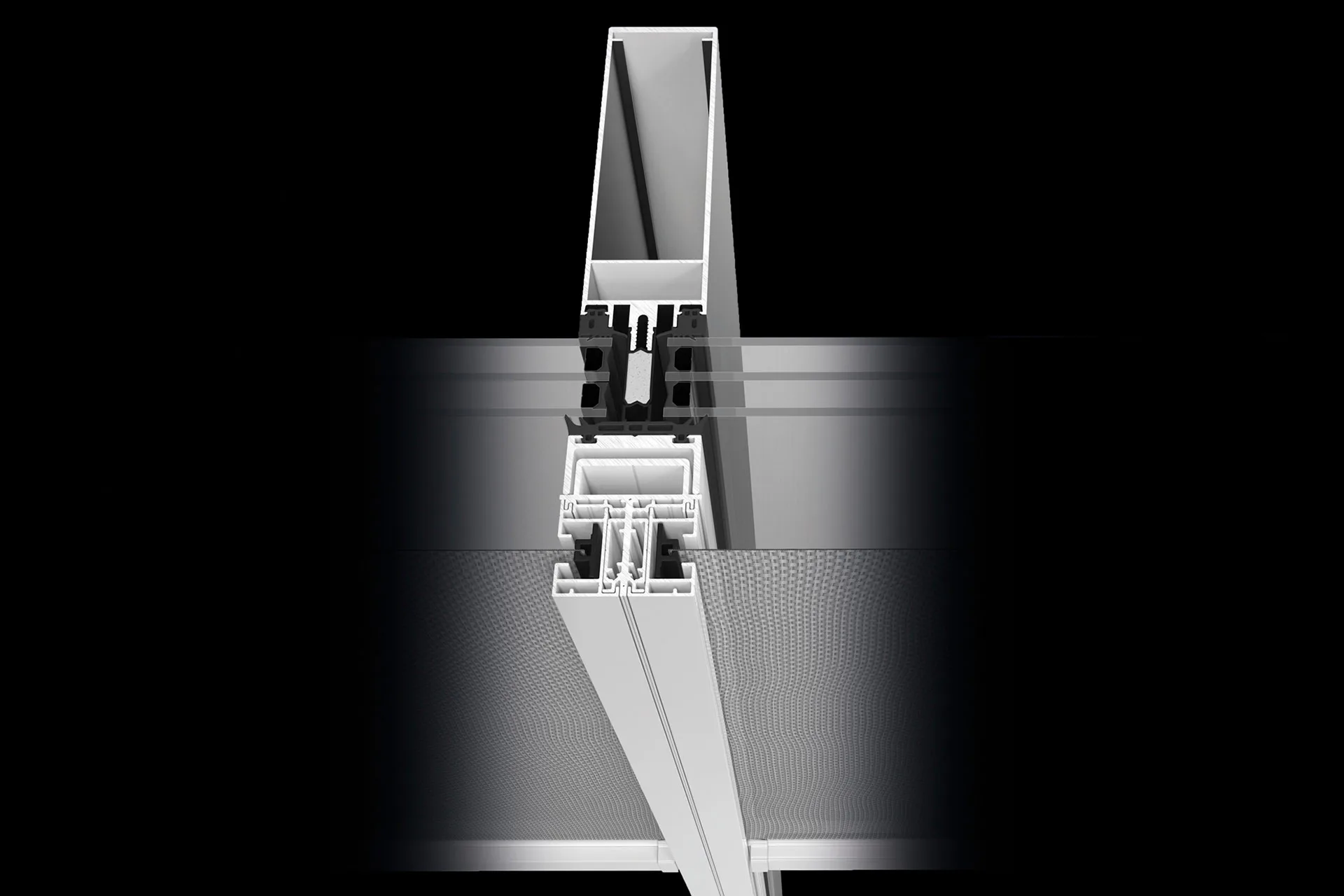 Integration des Sonnenschutzes heroal VS Z CS in das Fassadensystem heroal C 50 mittels neu entwickeltem Integrationsprofil.