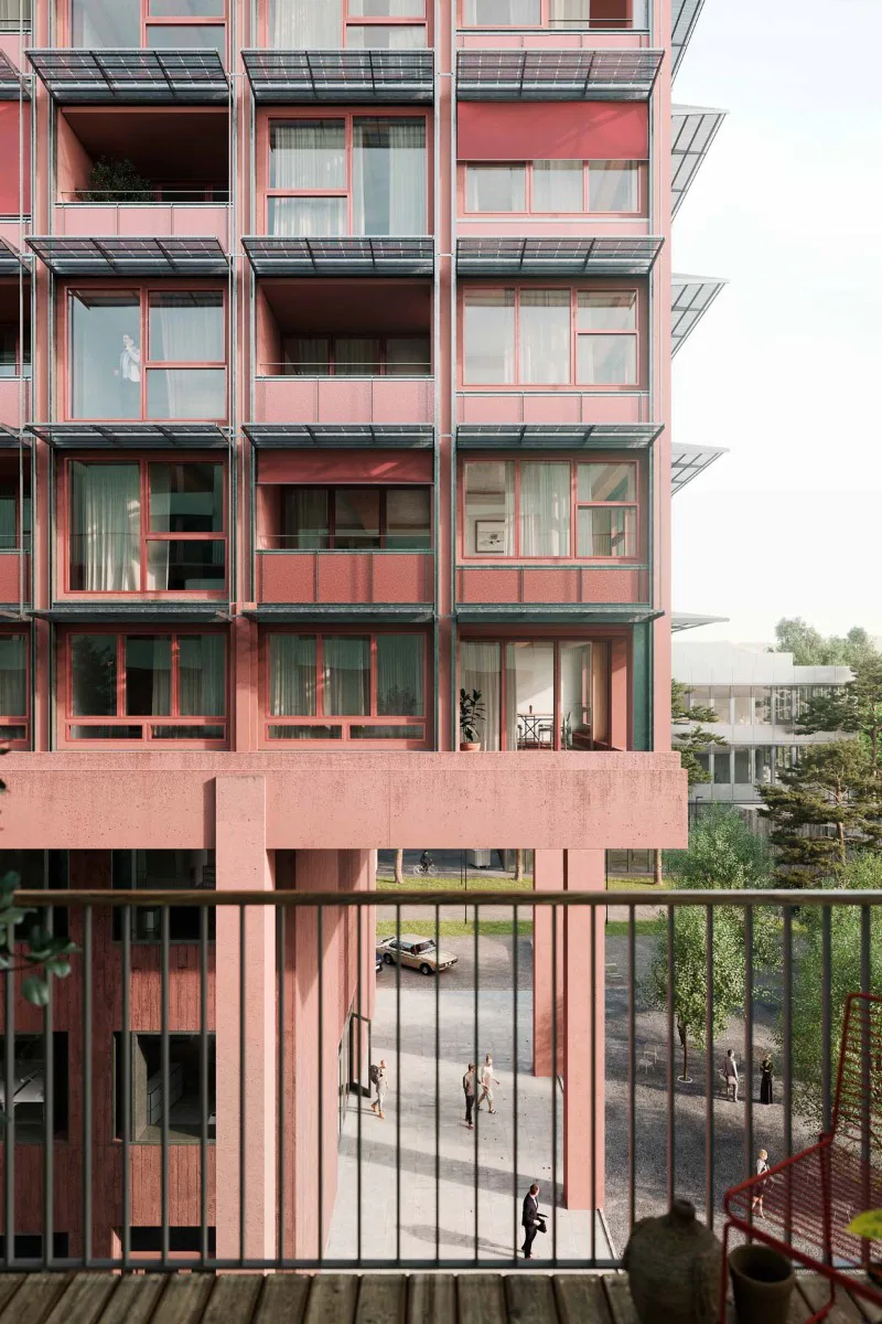 Das hybride Holzhochhaus H1 im Zwhatt-Areal bei Zürich (CH), Fertigstellung 2024, Visualisierung