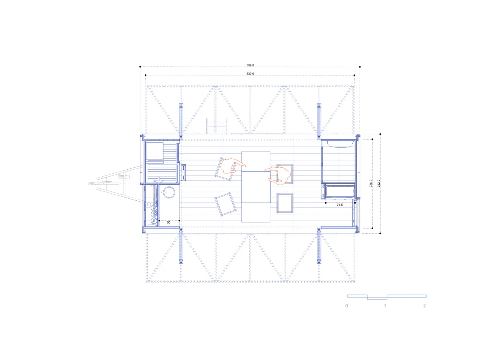 Grundriss in geöffnetem Zustand, Grafik