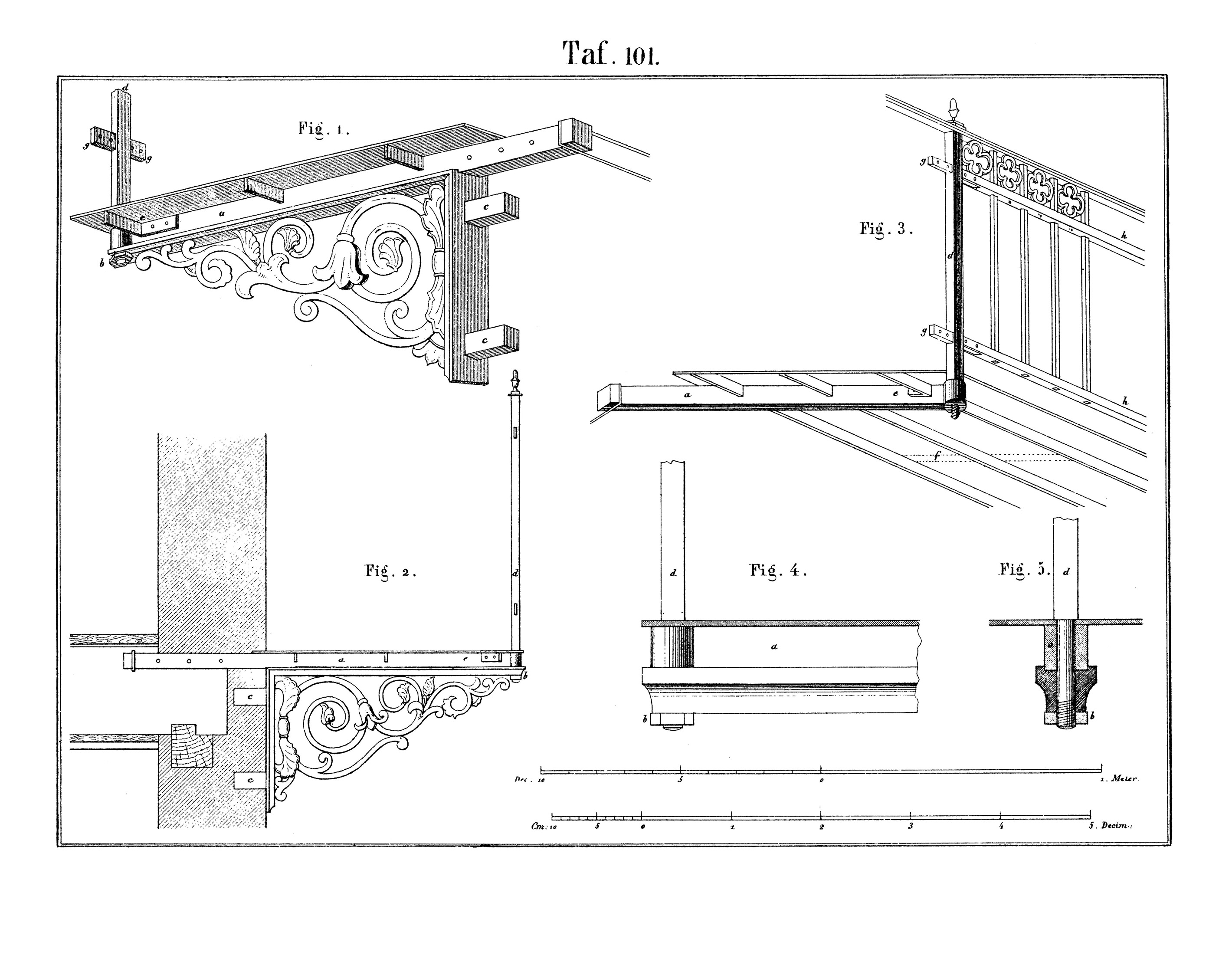 Taf. 101. // Konstruktionsdetail Befestigung eines Balkons  [Anm. d. Red.]