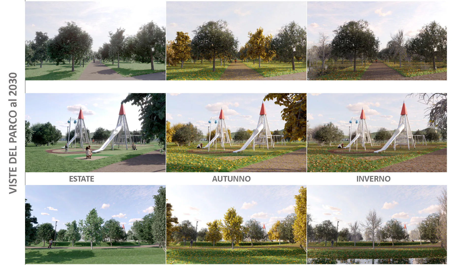 Der Parco Pungilupo mit Stadtwald und Schwammstadt Konzept im Jahr 2030