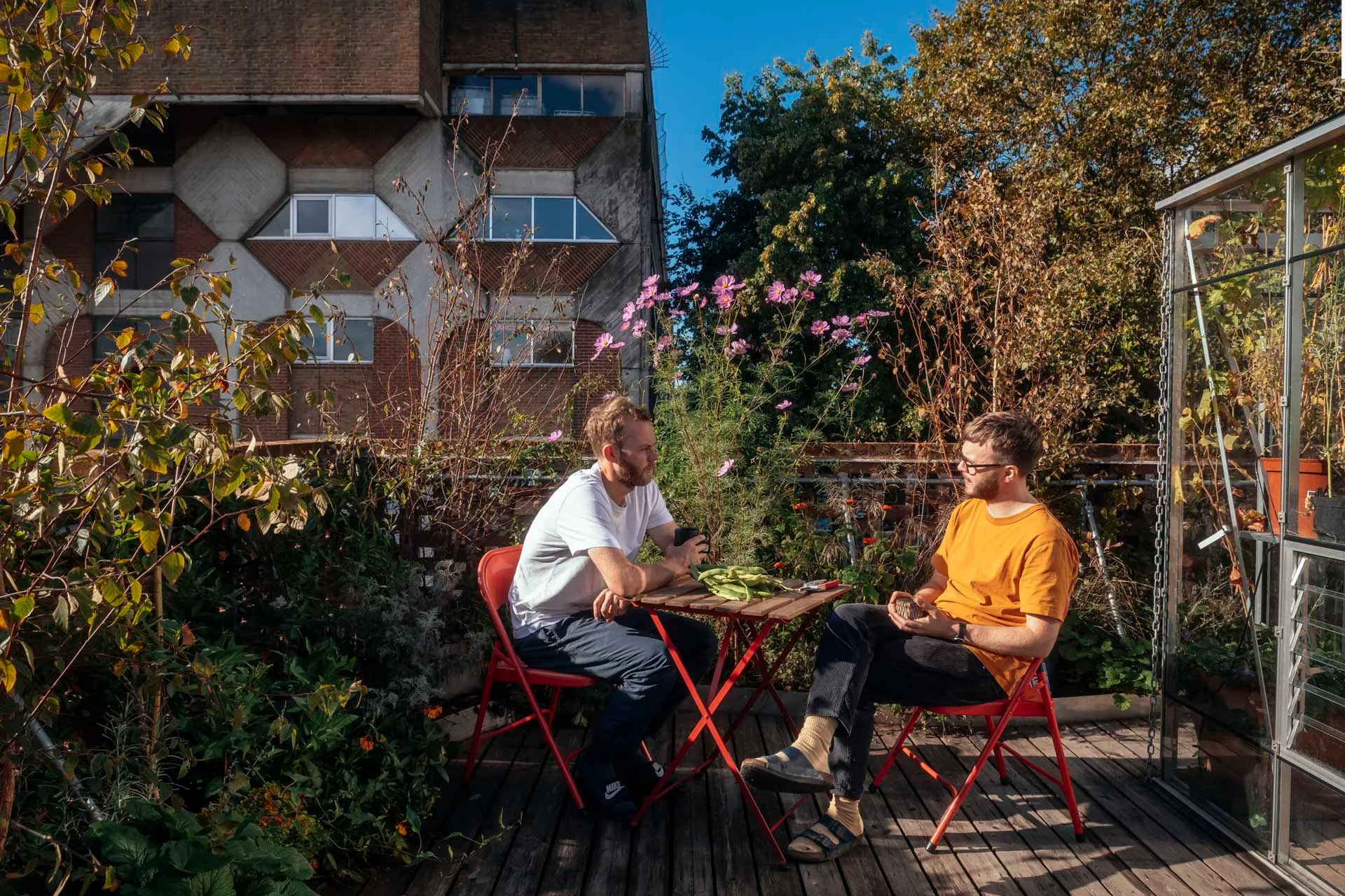 Die Dachterrasse ist eine grüne Oase. Hier kann man die Intensität der umgebenden Stadt ausblenden.