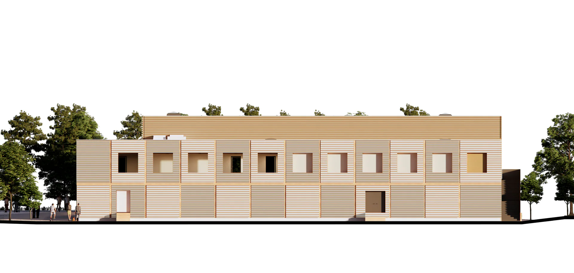 Modulbad in Holzbauweise, Fassade