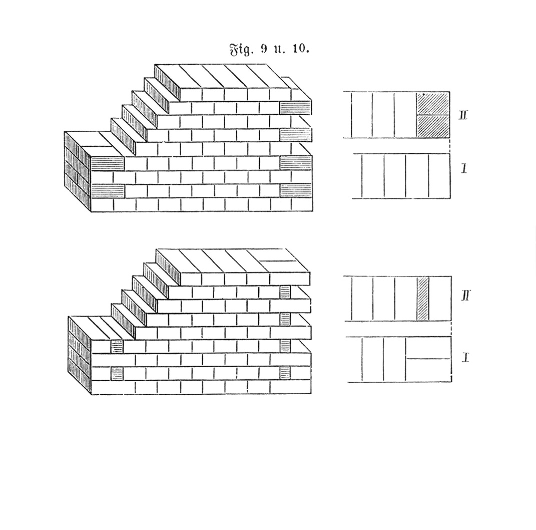 Fig. 9. u. 10. Die gemauerten Binderverbände [Anm. d. Red.]