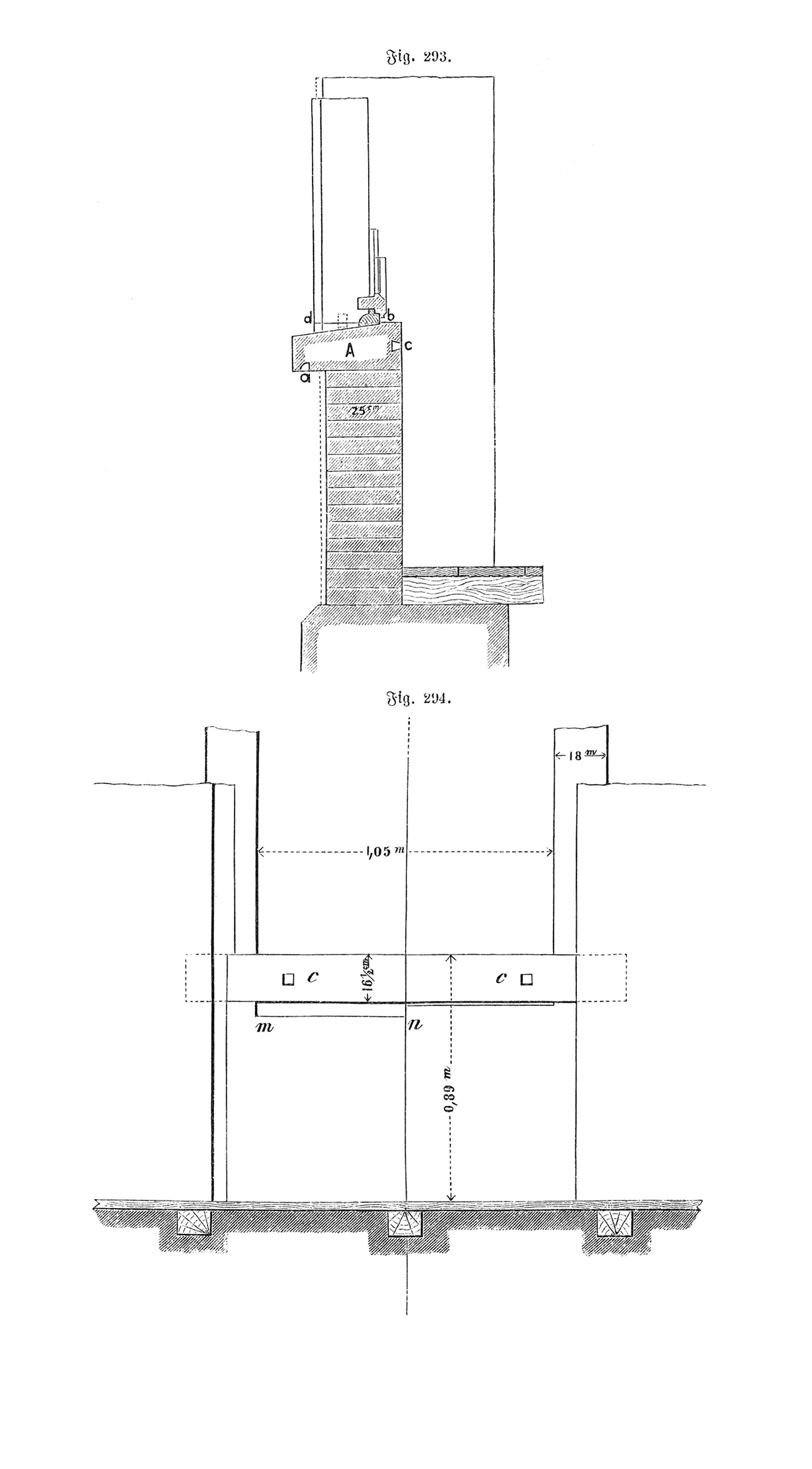 Fig.293.-294. Fenstergewände aus Naturstein (Fensterbank) [Anm. d. Red.]