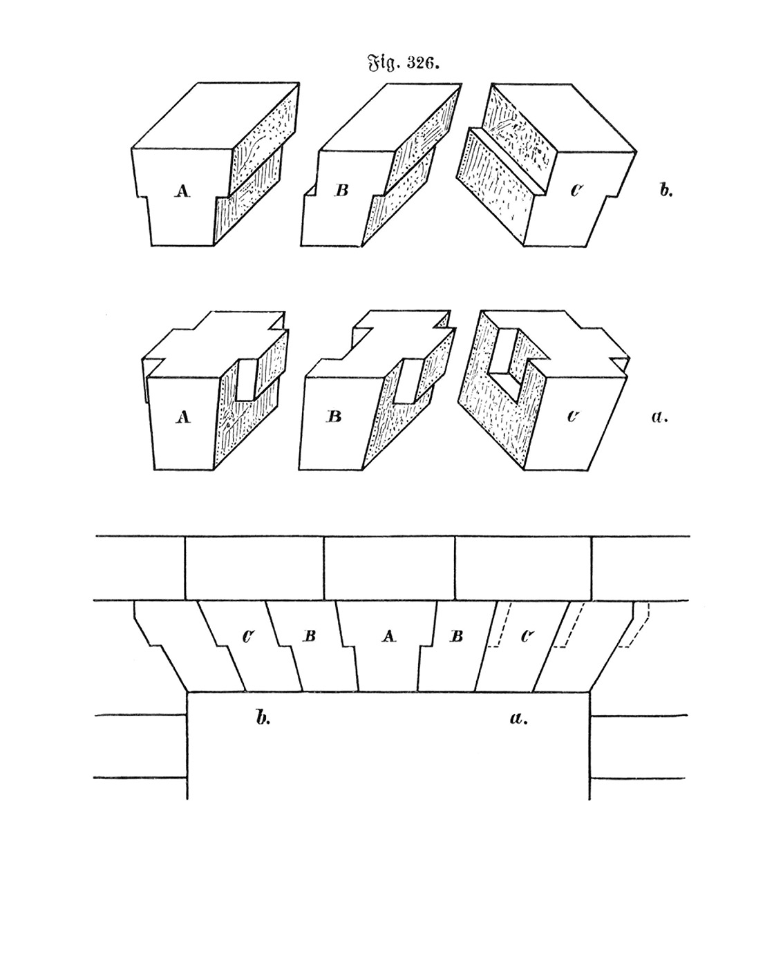 Fig. 326. Fensteröffnung mit scheitrechten Bogen aus Werkstein [Anm. d. Red.]