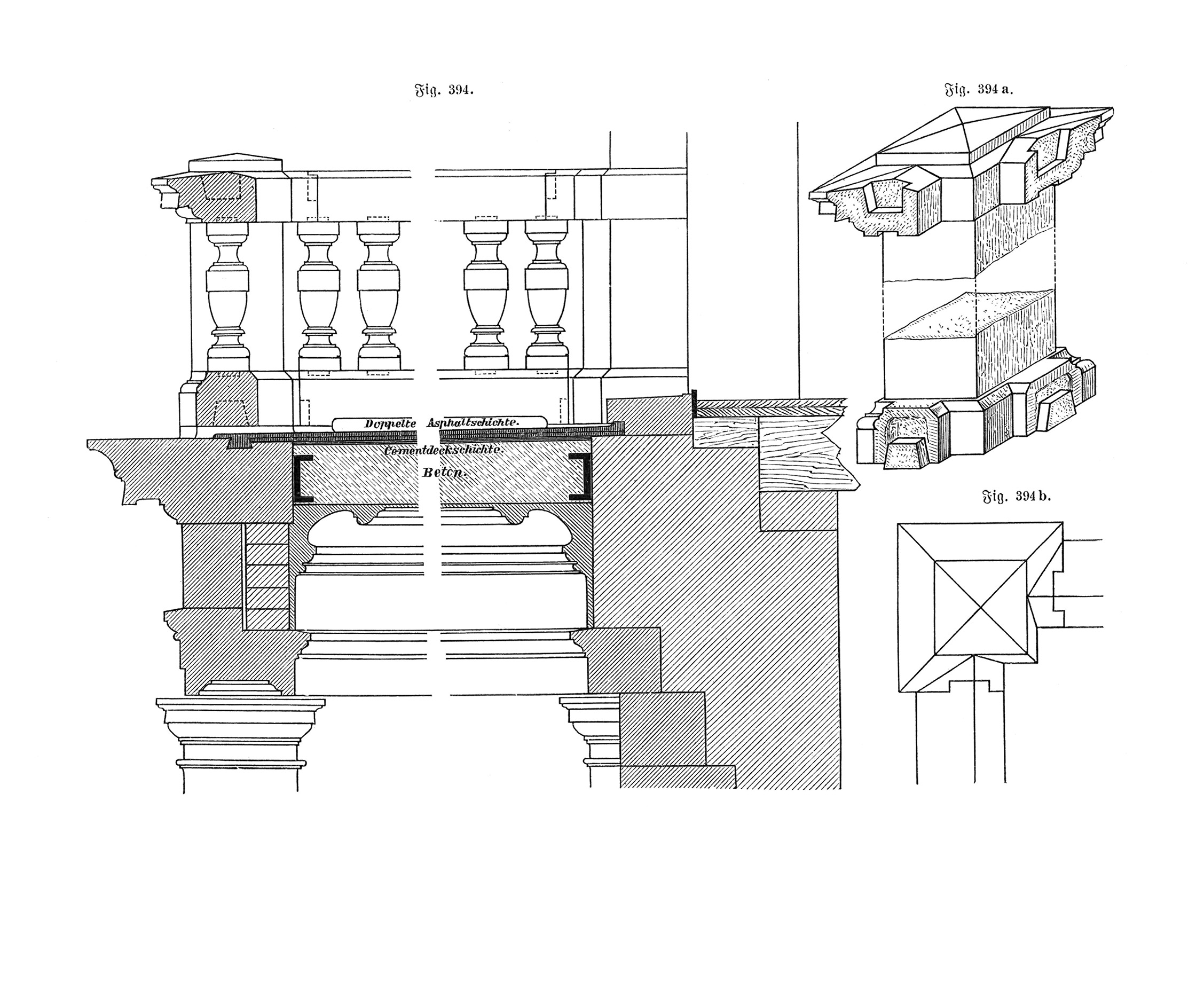 Balkon (Altan) mit Stahl + Betondecke, Asphaltabdichtung