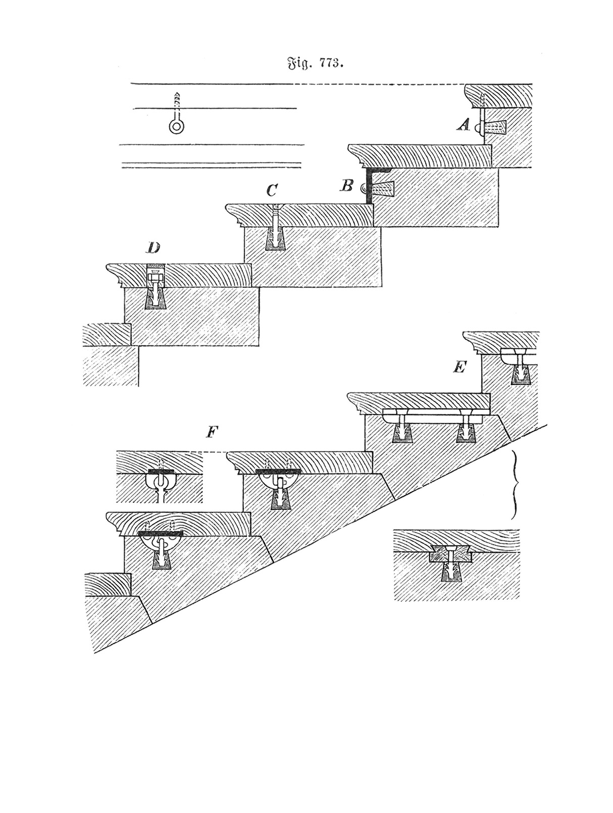 Fig. 773. Holzstufe auf Naturstein/Werkstein [Anm. d. Red.]