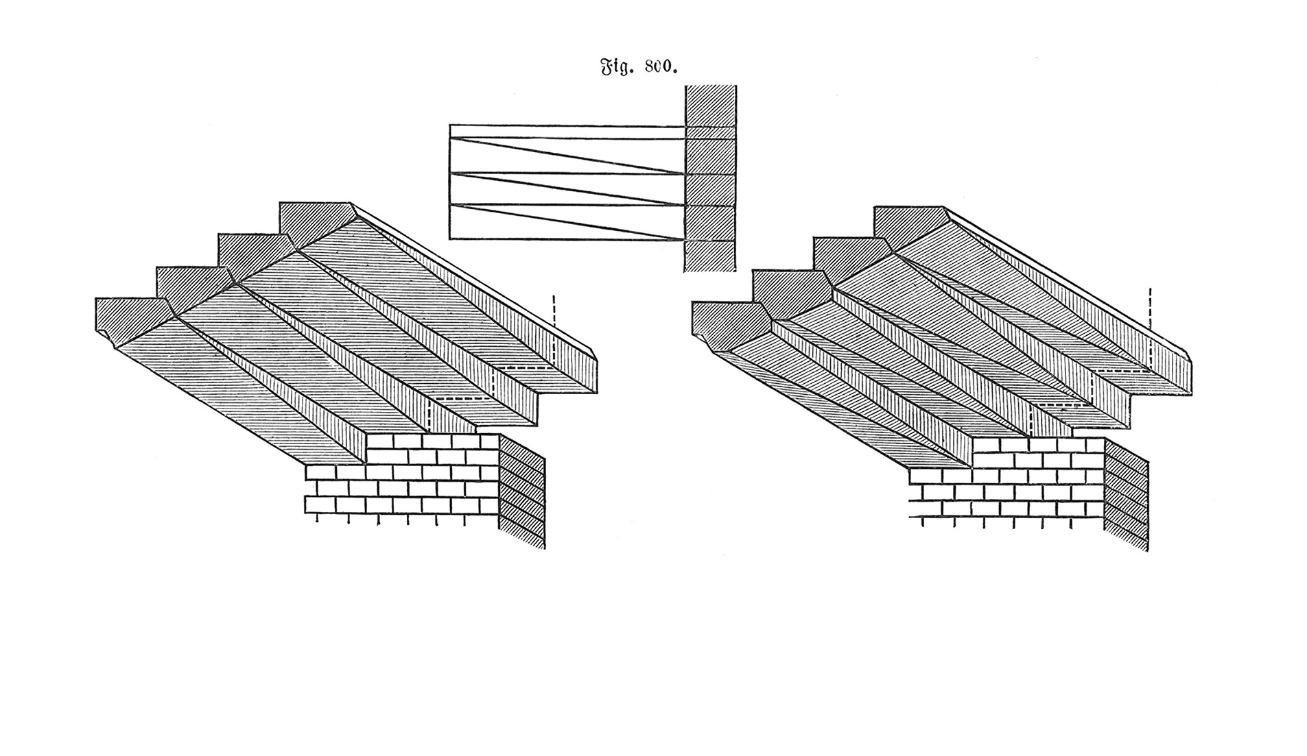 Fig.800. Frei auskragende Natur-/Werksteinstufen mit ausgearbeitetem Mauerauflager [Anm. d. Red]