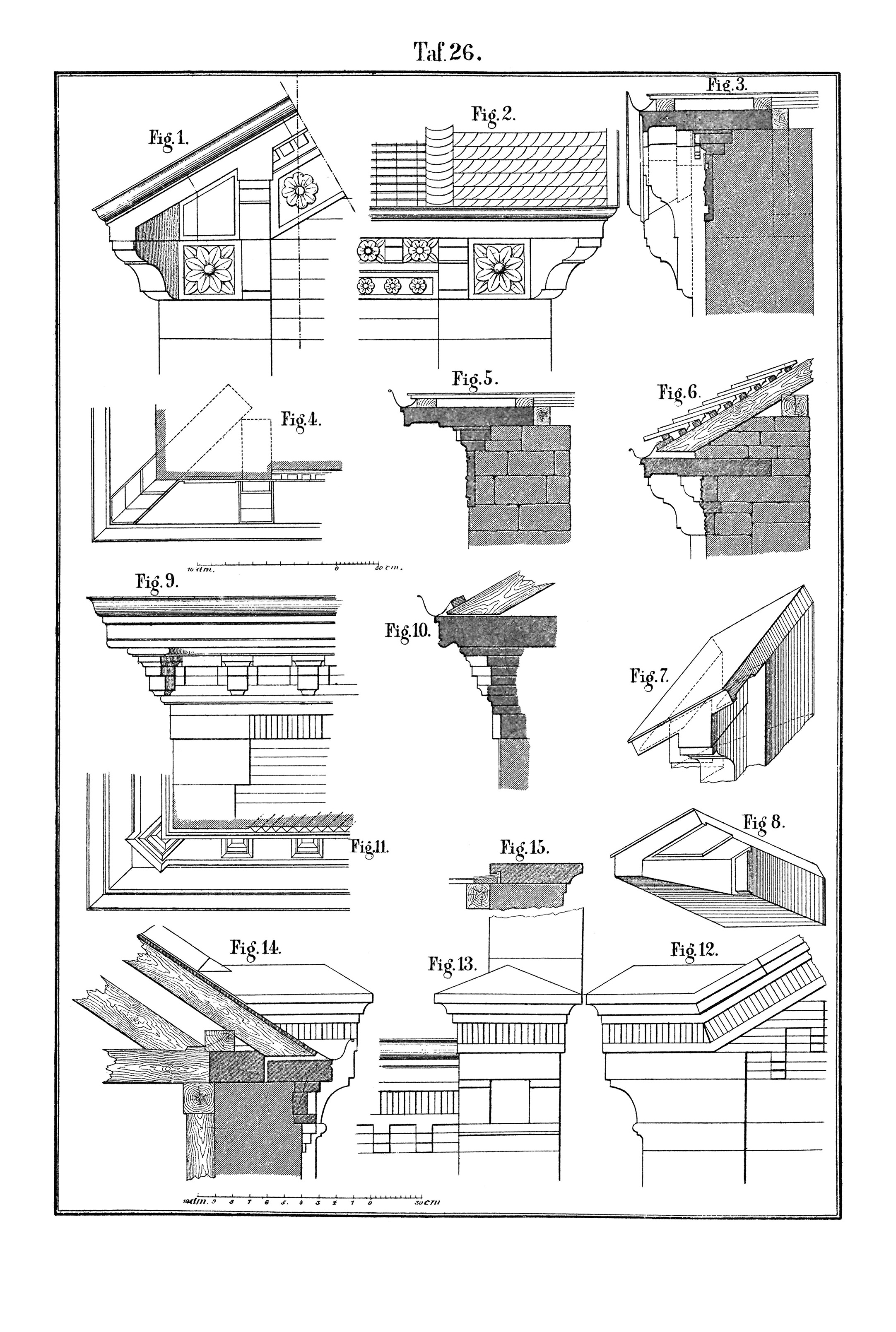 Taf.26. Gesimse mit Hausteinplatten und Untergliedern in gebranntem Thon [Anm. d. Red.]