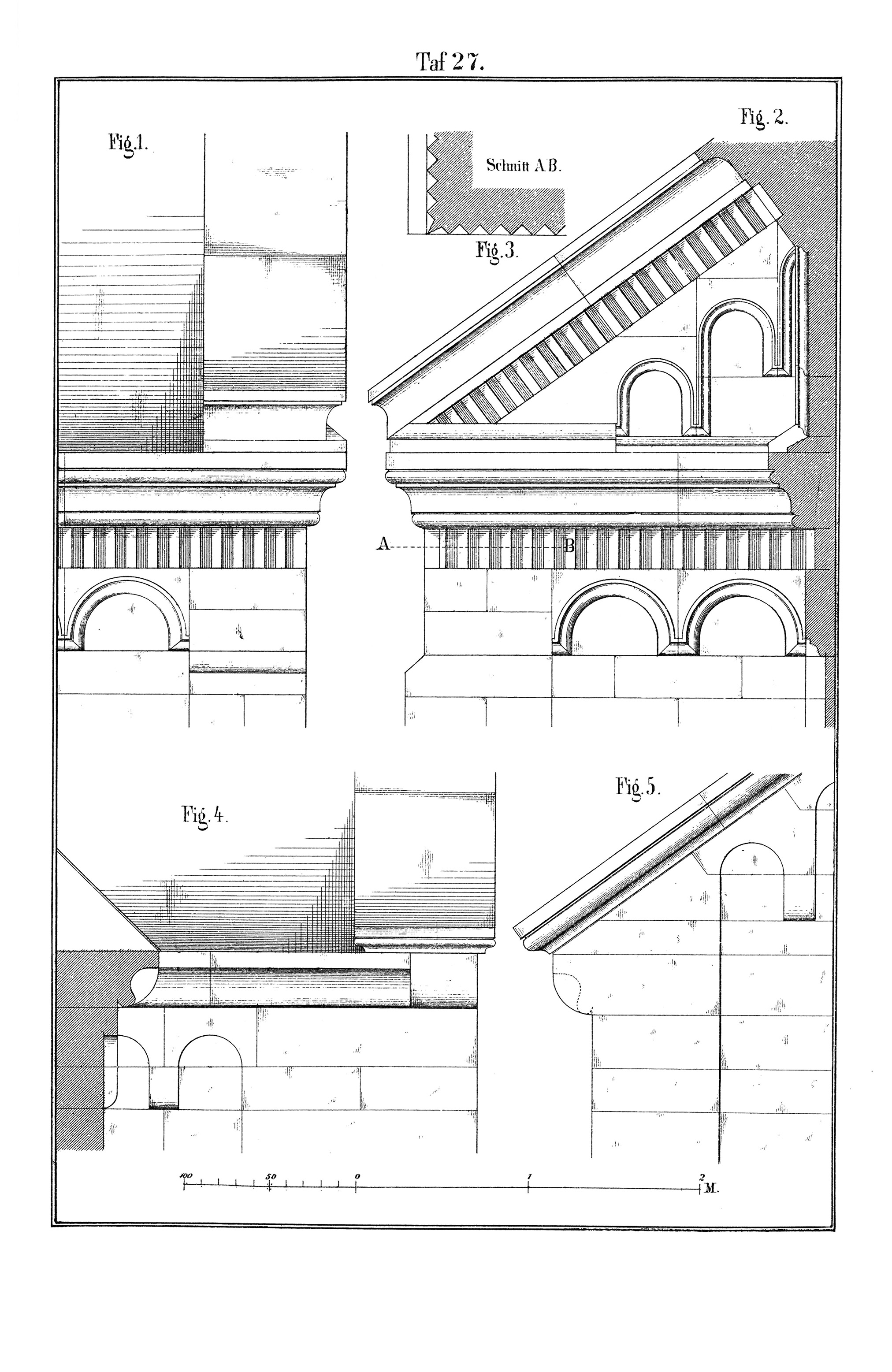 Taf.27. Gesimse mit Hausteinplatten und Untergliedern in gebranntem Thon [Anm. d. Red.]