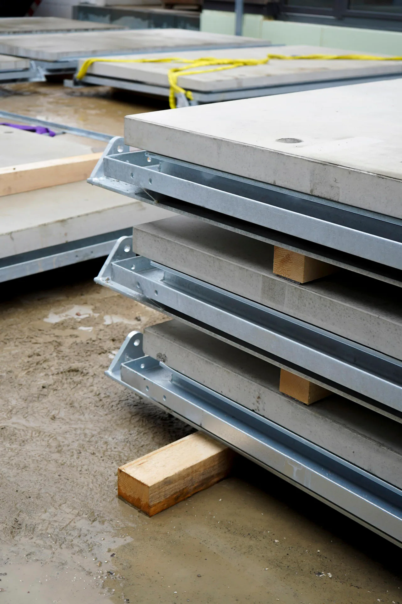 Dank der nichtmetallischen Bewehrung konnten die Platten äußerst dünn und leicht ausgeführt werden. Die Betonüberdeckung beträgt nur 15 mm.