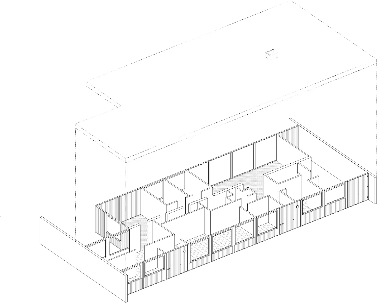 Axonometrie, Wohnhaus Wirsing 1957, Werner + Grete Wirsing Dipl.-Ing. Architekten