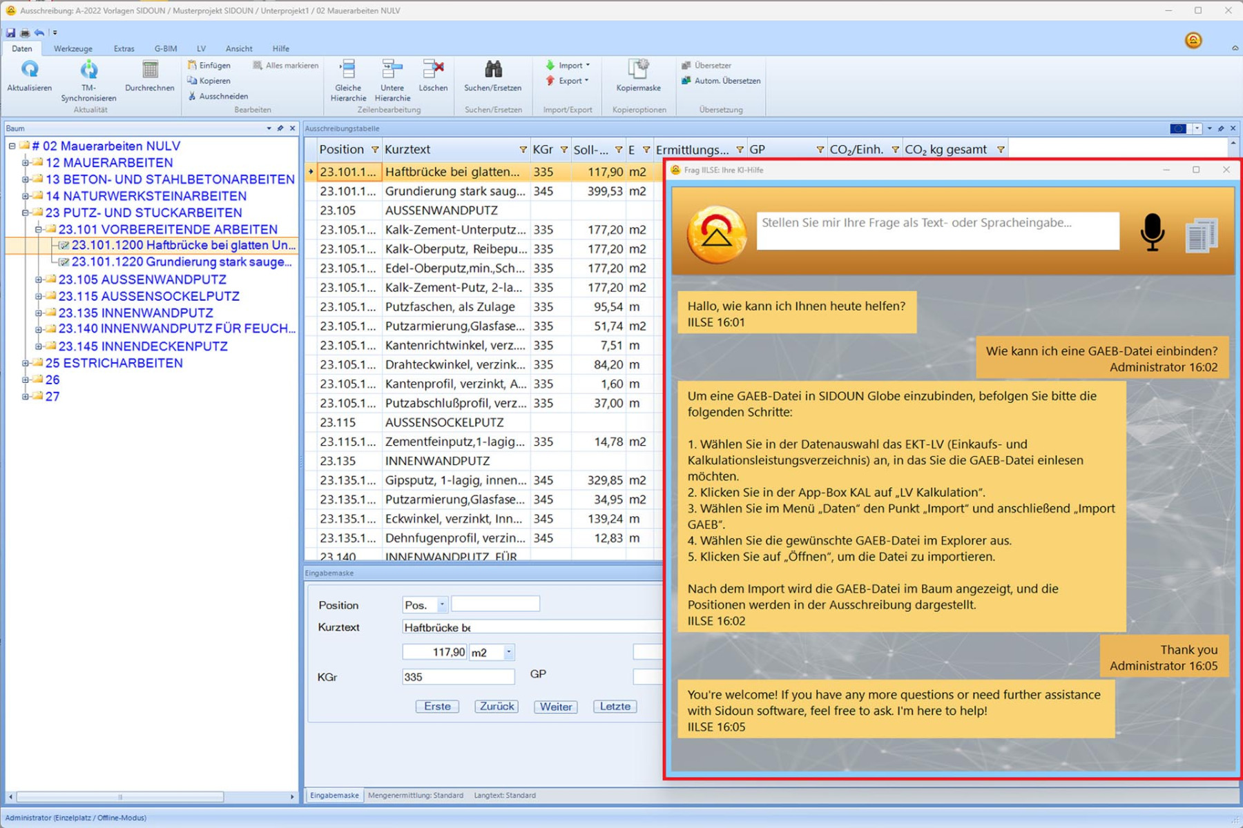 Spezifische Antworten zur Bedienung direkt in der AVA-Software, auch multilingual.