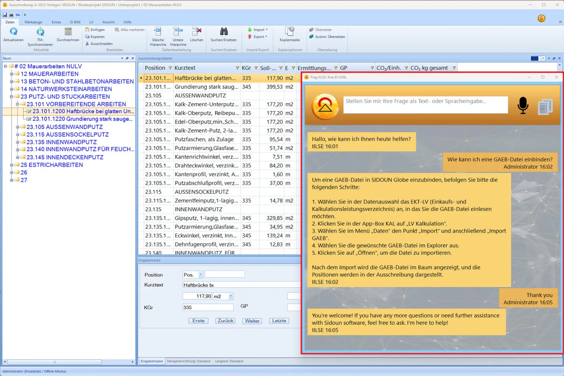 Spezifische Antworten zur Bedienung direkt in der AVA-Software, auch multilingual.