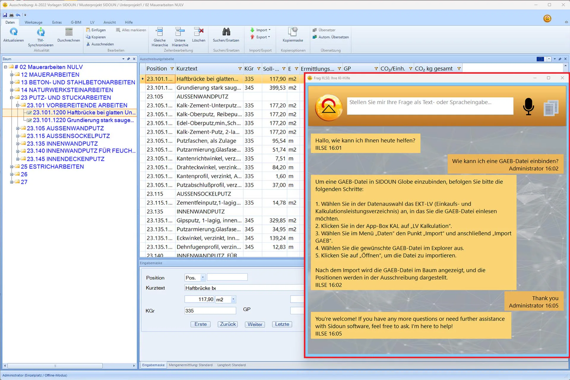 Spezifische Antworten zur Bedienung direkt in der AVA-Software, auch multilingual.