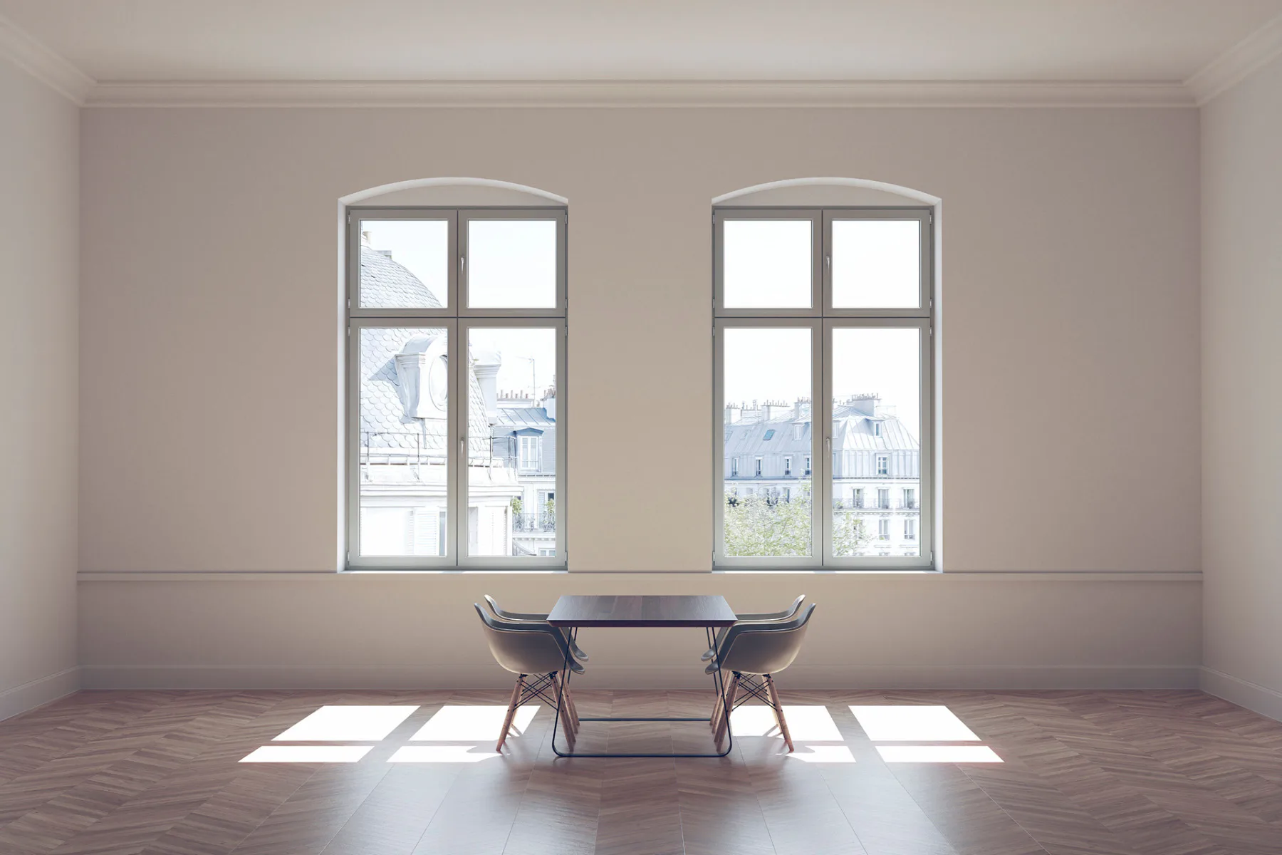Greta-Fenster Loop in monochromer Beton-Optik