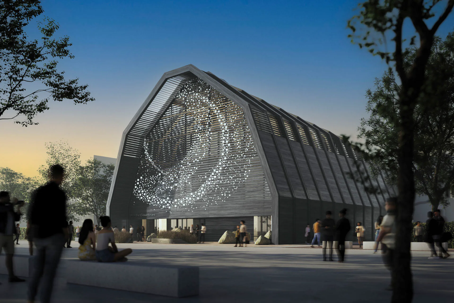 Der Pavillon wird die fünf nordischen Länder Dänemark, Finnland, Island, Norwegen und Schweden repräsentieren. Rendering