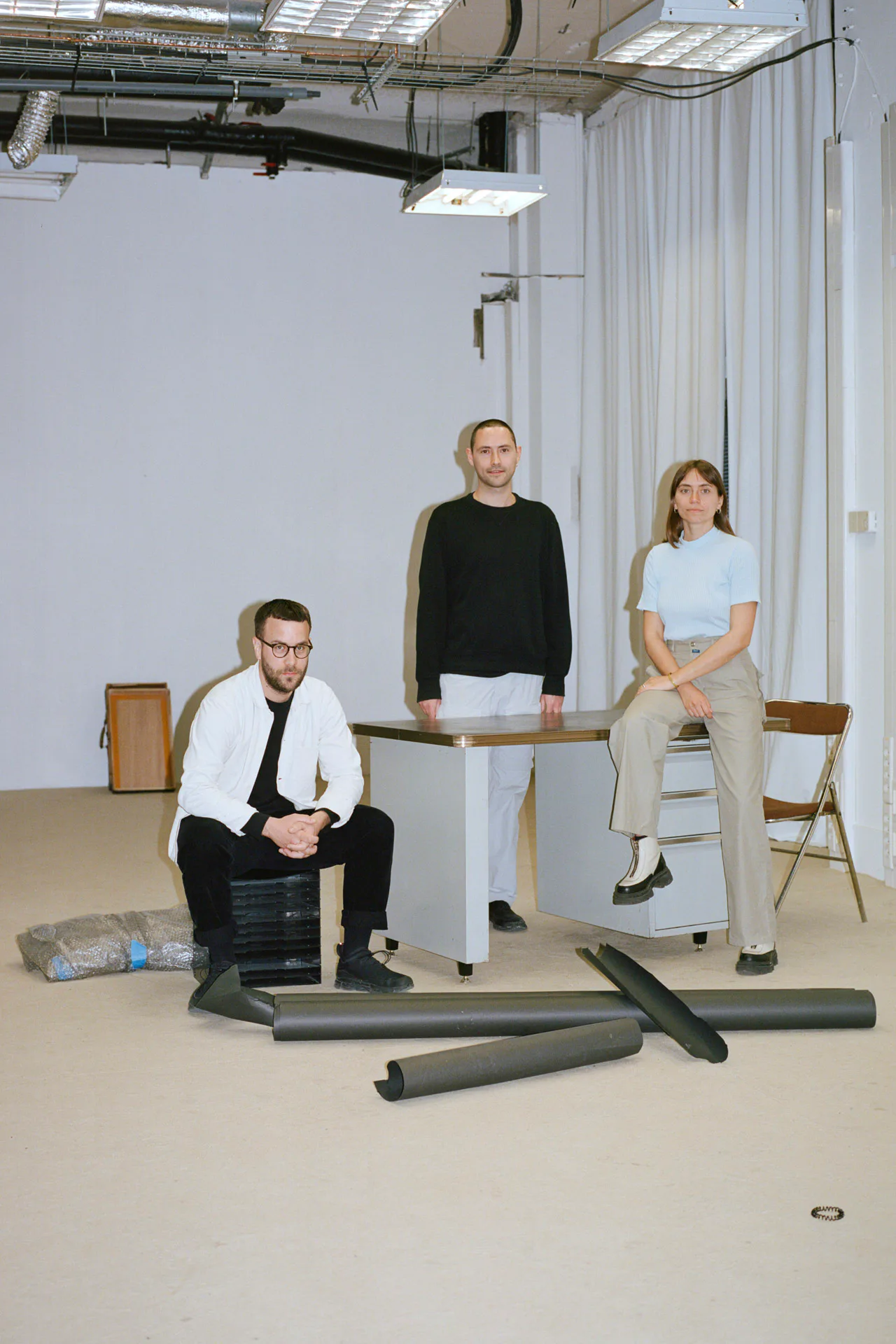 Das kuratorische Trio von Sonic Investigations (v.l.n.r.): Mike Fritsch, Valentin Bansac und Alice Loumeau.