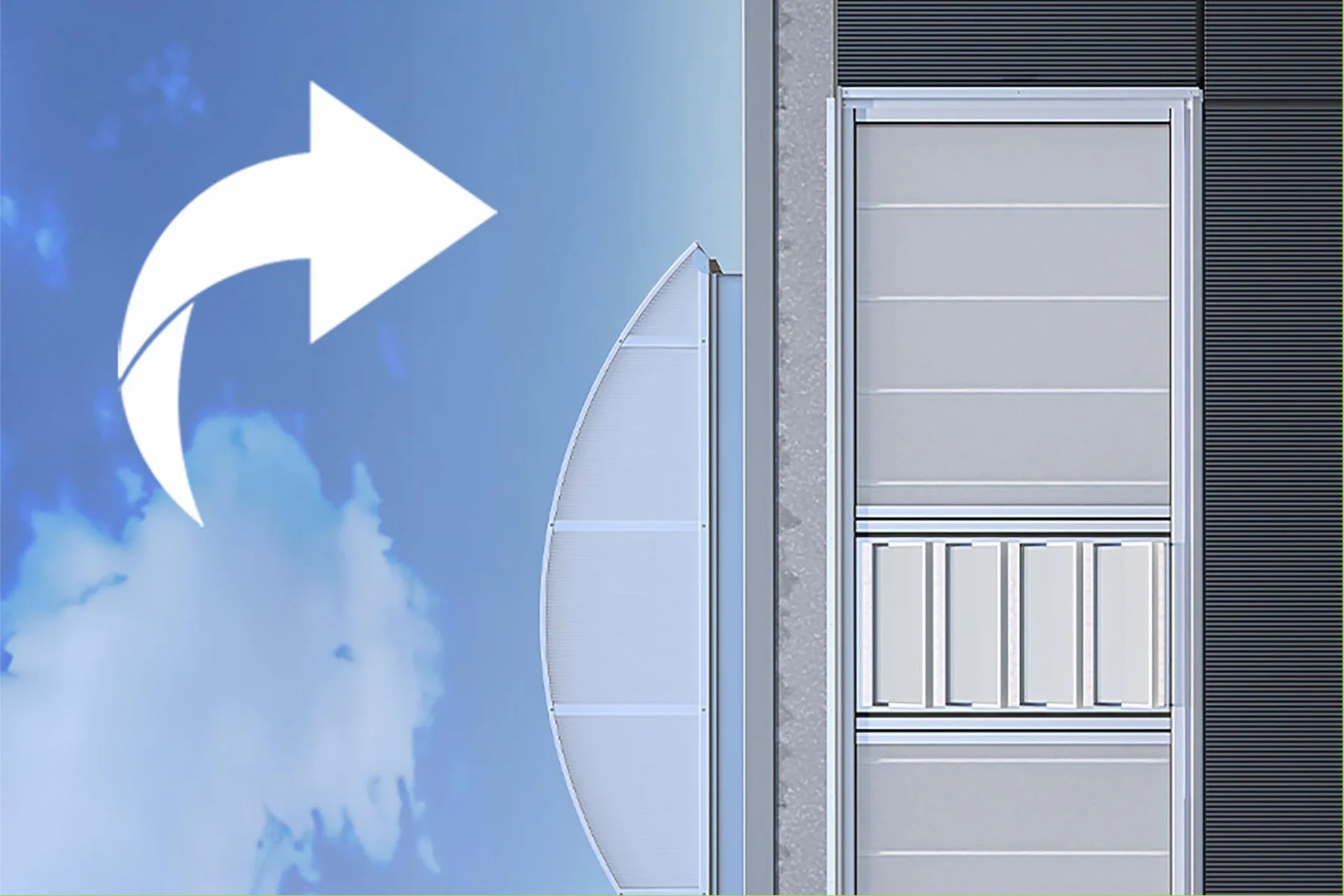 Die Aurora Funktionsfassade eignet sich sowohl für die energetische Sanierung als auch für Neubauten im Industrie- und Verwaltungssektor. Natürliche Belichtung sowie adaptierbare Belüftung und Entrauchung gibt es in einem System.