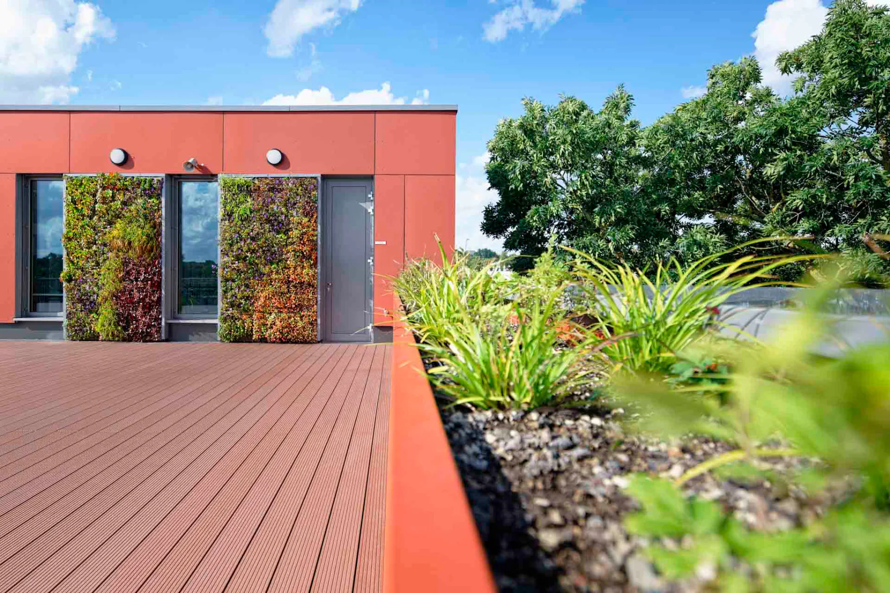 Die Dachterrasse lässt sich vielseitig nutzen: zum Gärtnern, für Zeichenkurse oder für das Proben im Freien.