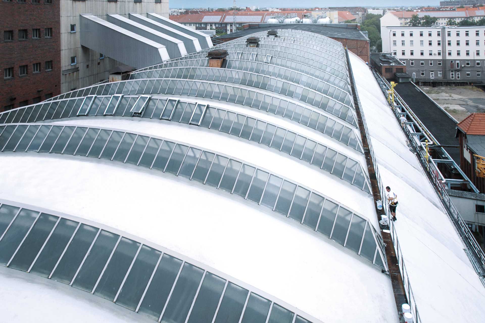 Dach des Maschinenhaus Vattenfall in Berlin.