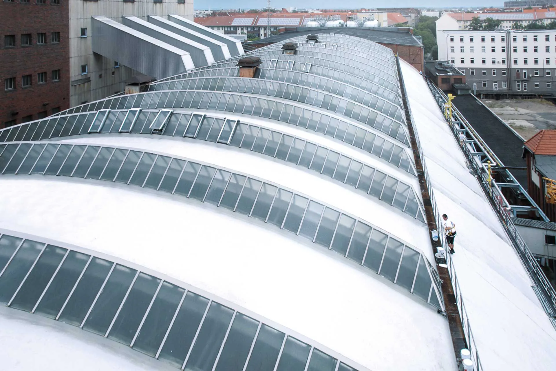 Dach des Maschinenhaus Vattenfall in Berlin.