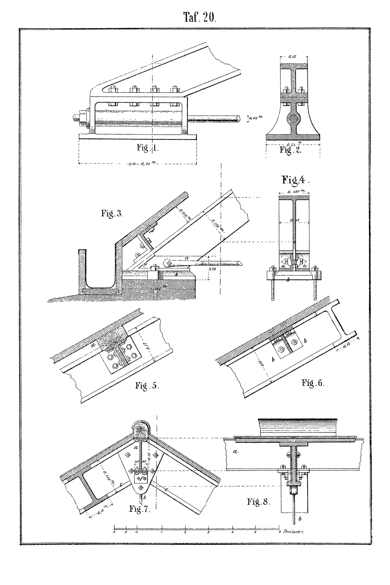 Diese Stahlbau-Details aus der „Bauconstructionslehre“ von Gustav Breymann und seinen Mitautoren zählen zu den ältesten Konstruktionszeichnungen des BmB-Archivs.