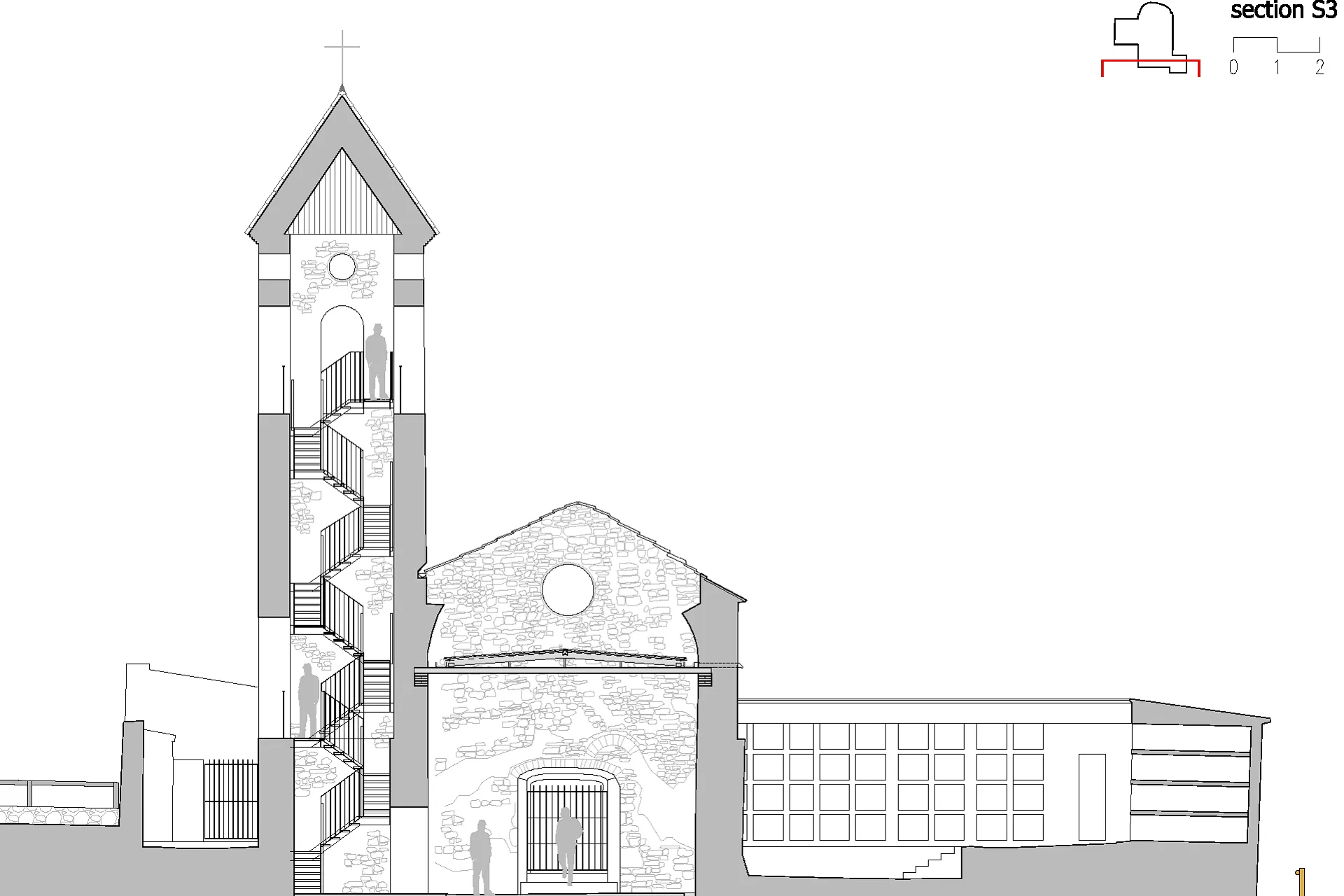Schnitt der Kirche Sant Esteve, Grafik
