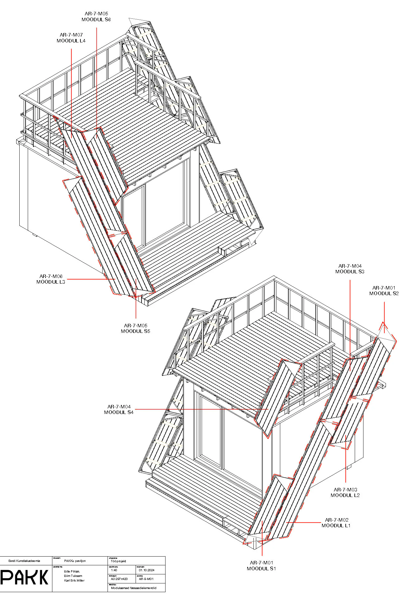 Modulare Fassadenelemente, Axonometrie, Grafik