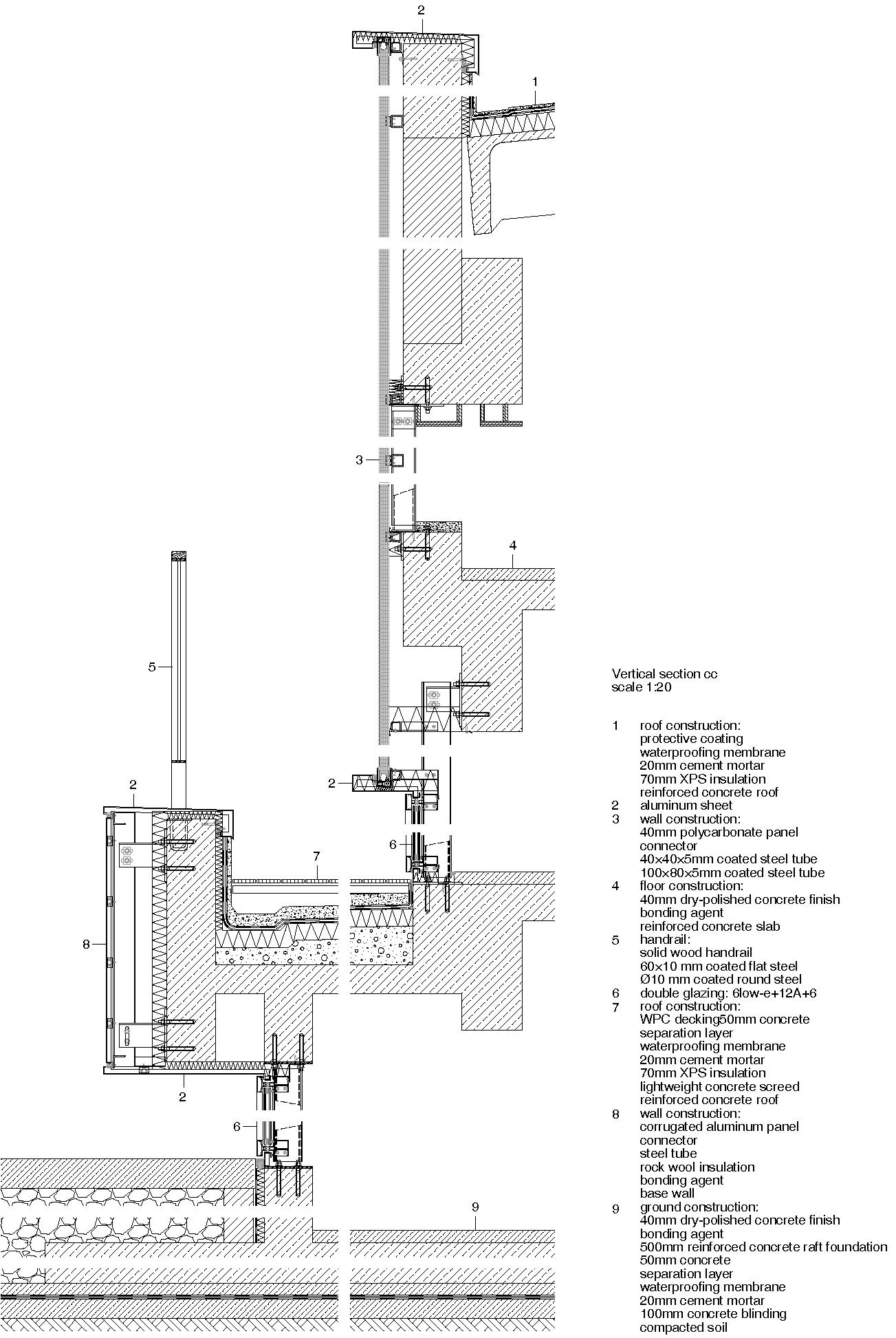 Vertikalschnitt Fassade, Grafik