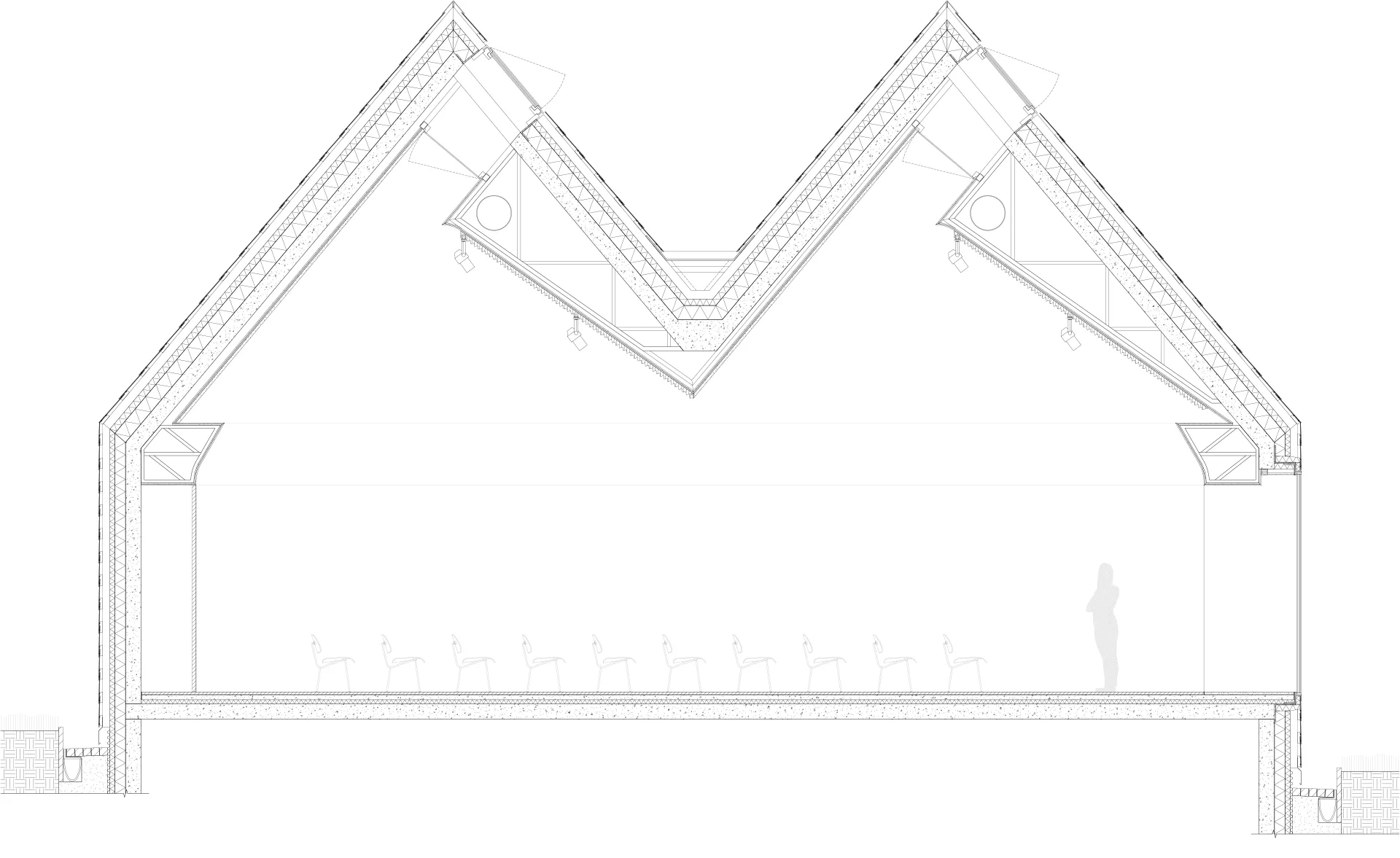 Querschnitt durch den Mehrzwecksaal, Grafik