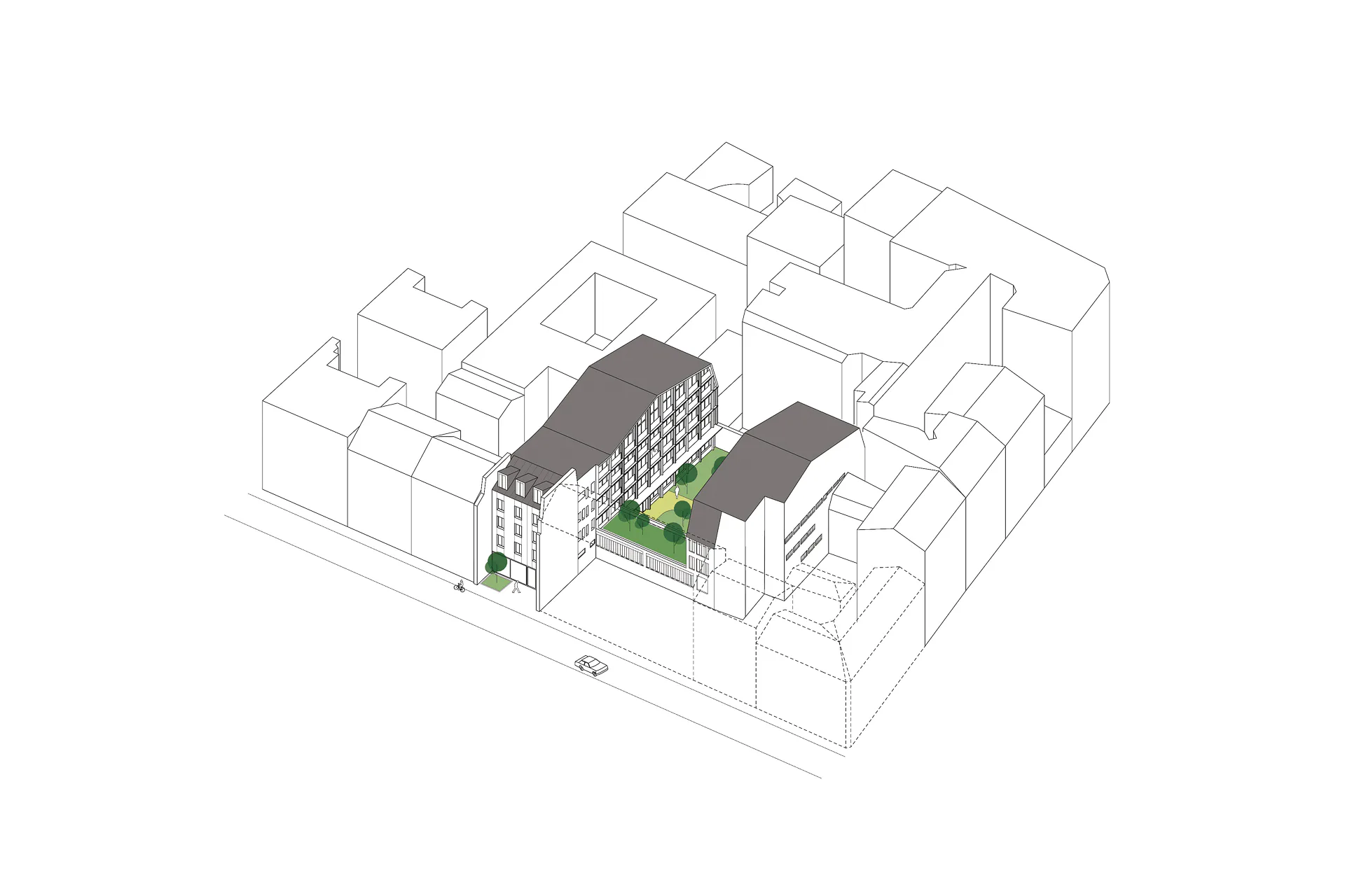 Axonometrie des Gesamtkomplexes, Grafik