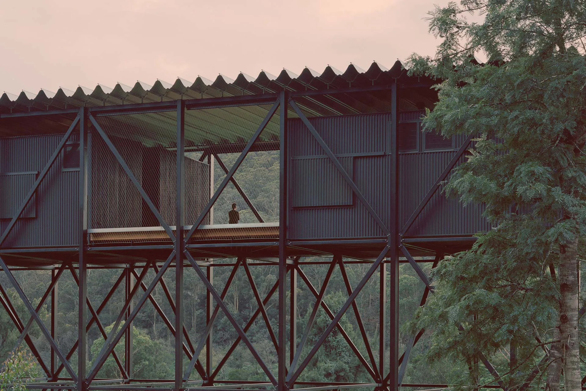 Die Bundanon Bridge for Creative Learning zählt zu den bekanntesten Gebäuden der australischen Architektin Kerstin Thompson. In dem Brückenbauwerk sind Gästezimmer für Künstler untergebracht.