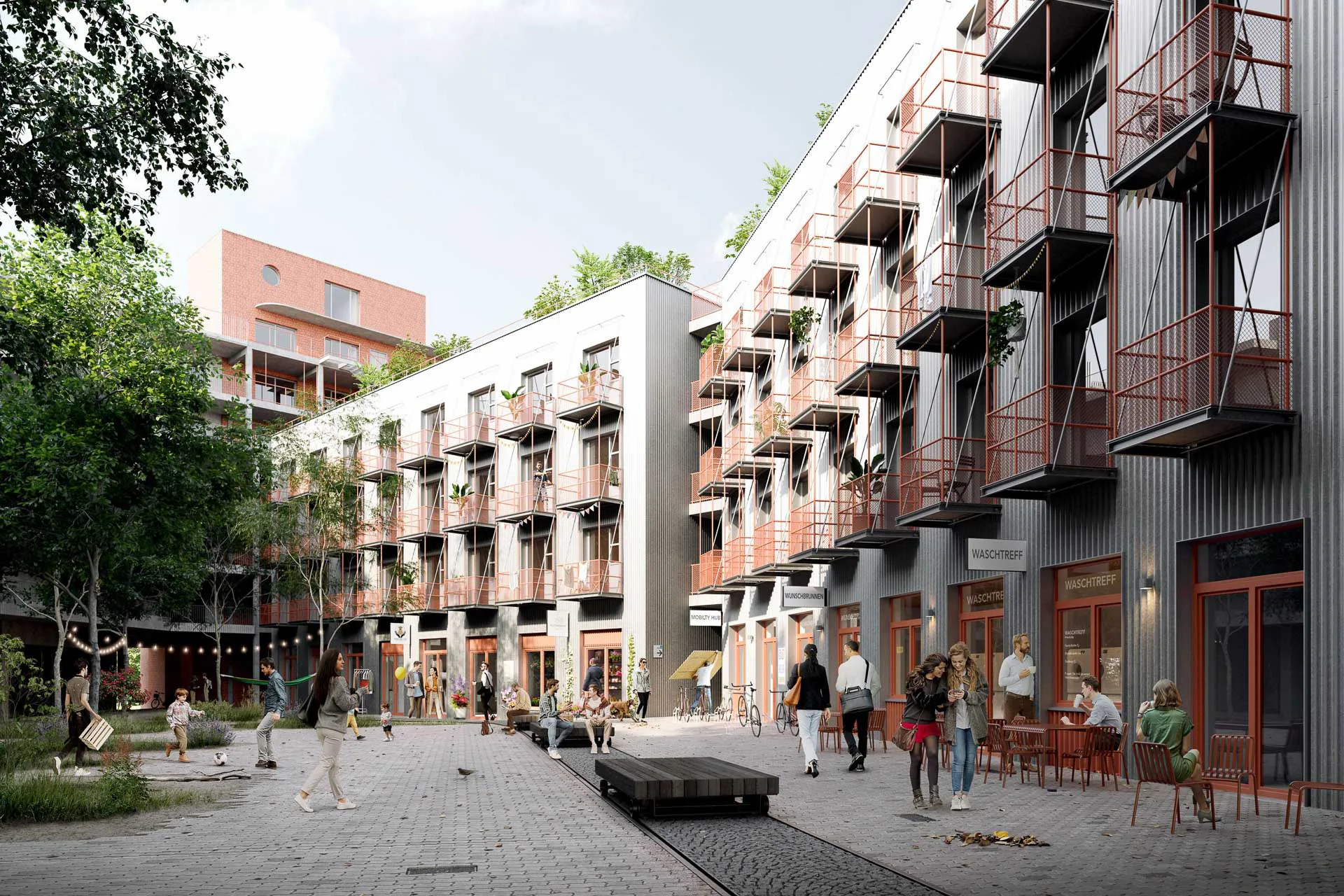 Mit den Werkshöfen wollen Steidle Architekten künftig auch Wohnungen auf dem ehemaligen Pfanni-Betriebsgelände am Münchener Ostbahnhof anbieten.