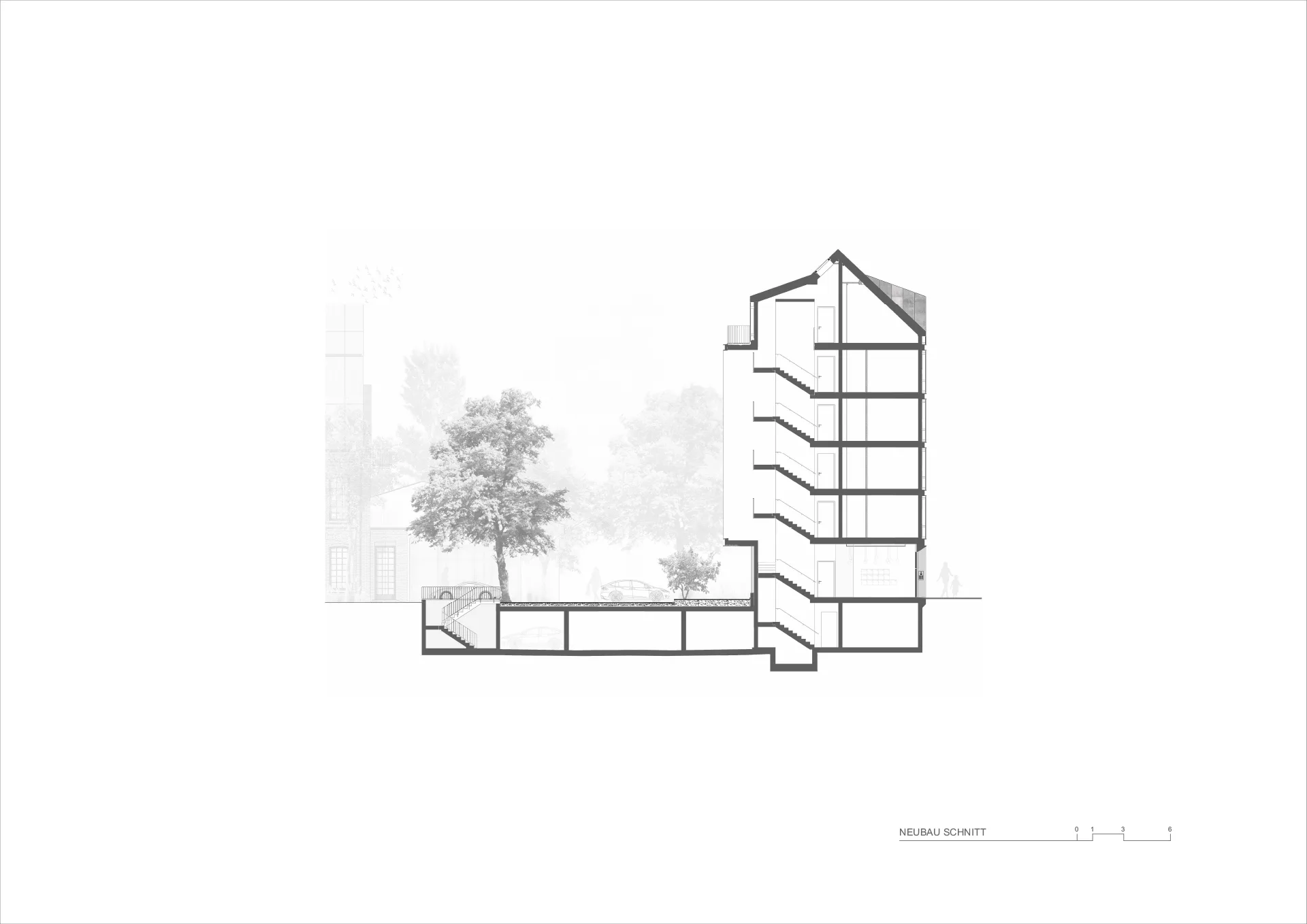 Schnitt Neubau, Grafik