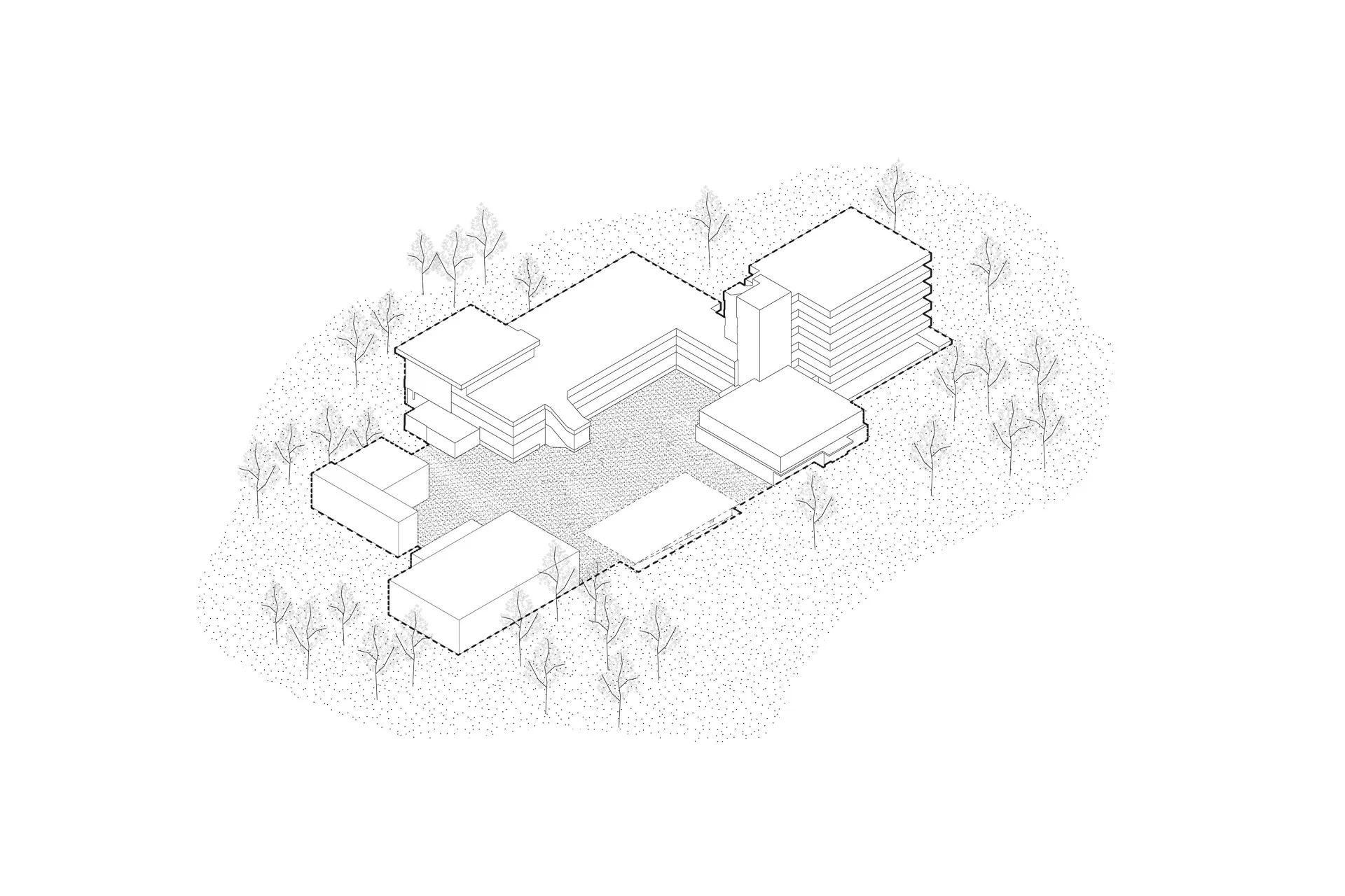 Axonometrie des Gesamtkomplexes, Grafik