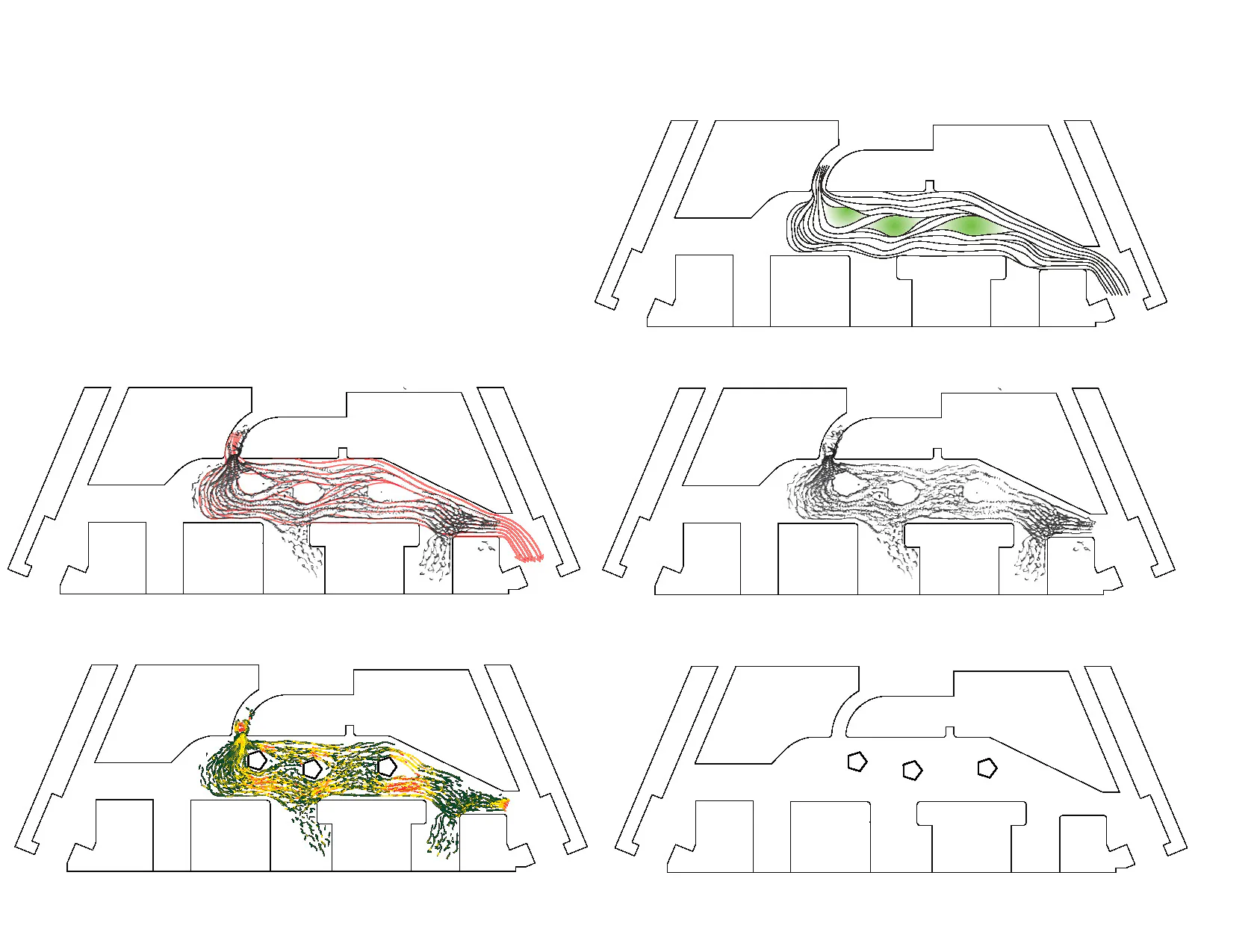 Die Form der Inseln wurden der Bewegung angeglichen. Design Concept