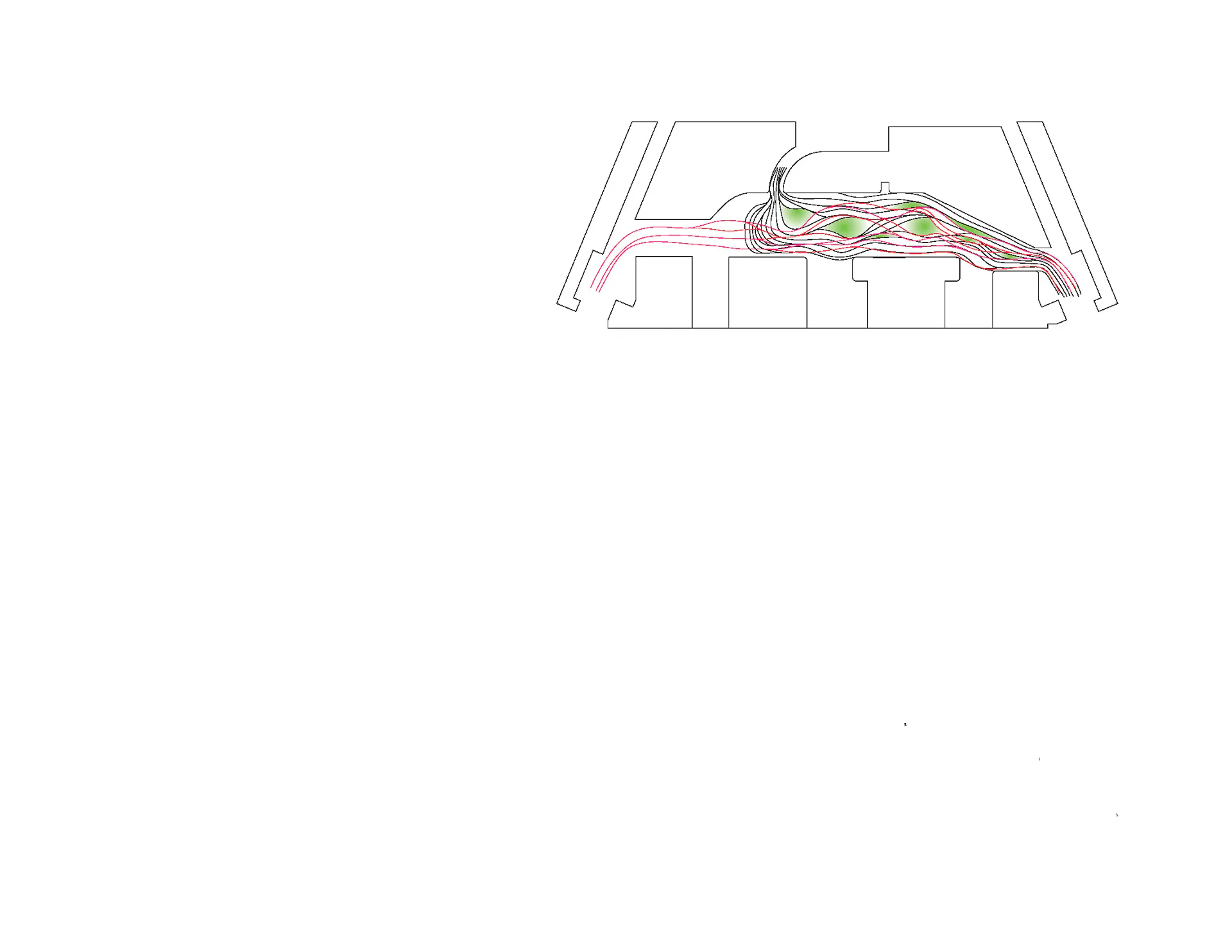 Der Großteil der Fluggäste nimmt den Ausgang zu den Gates in den Schengen-Raum. Die Gates zum nicht Schengen-Raum liegen hinter dem gegenüberliegenden Ausgang des Marktplatzes. Design Concept