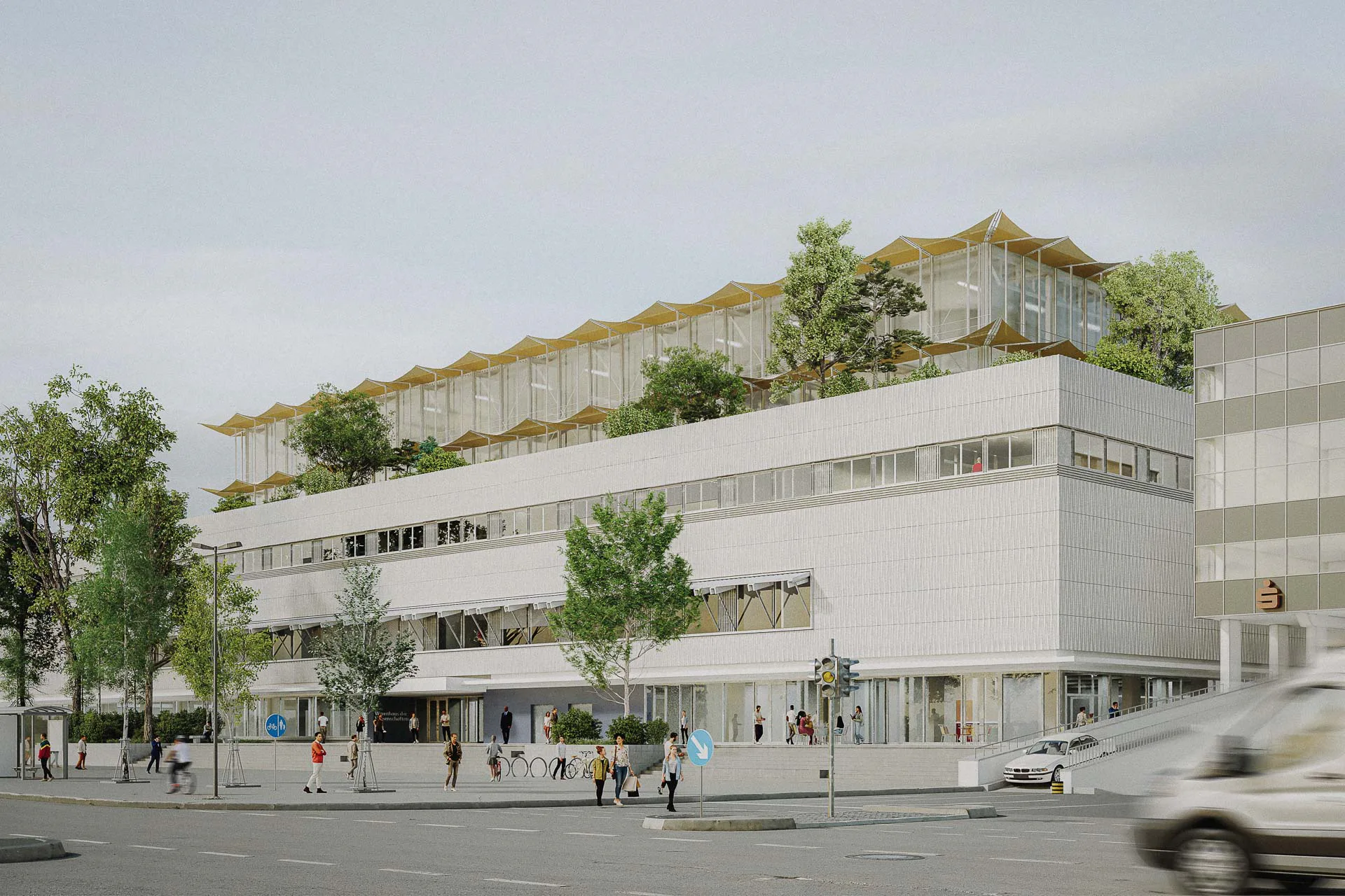 Der neue Dachgarten verleiht dem ehemaligen Warenhaus eine neue Identität.