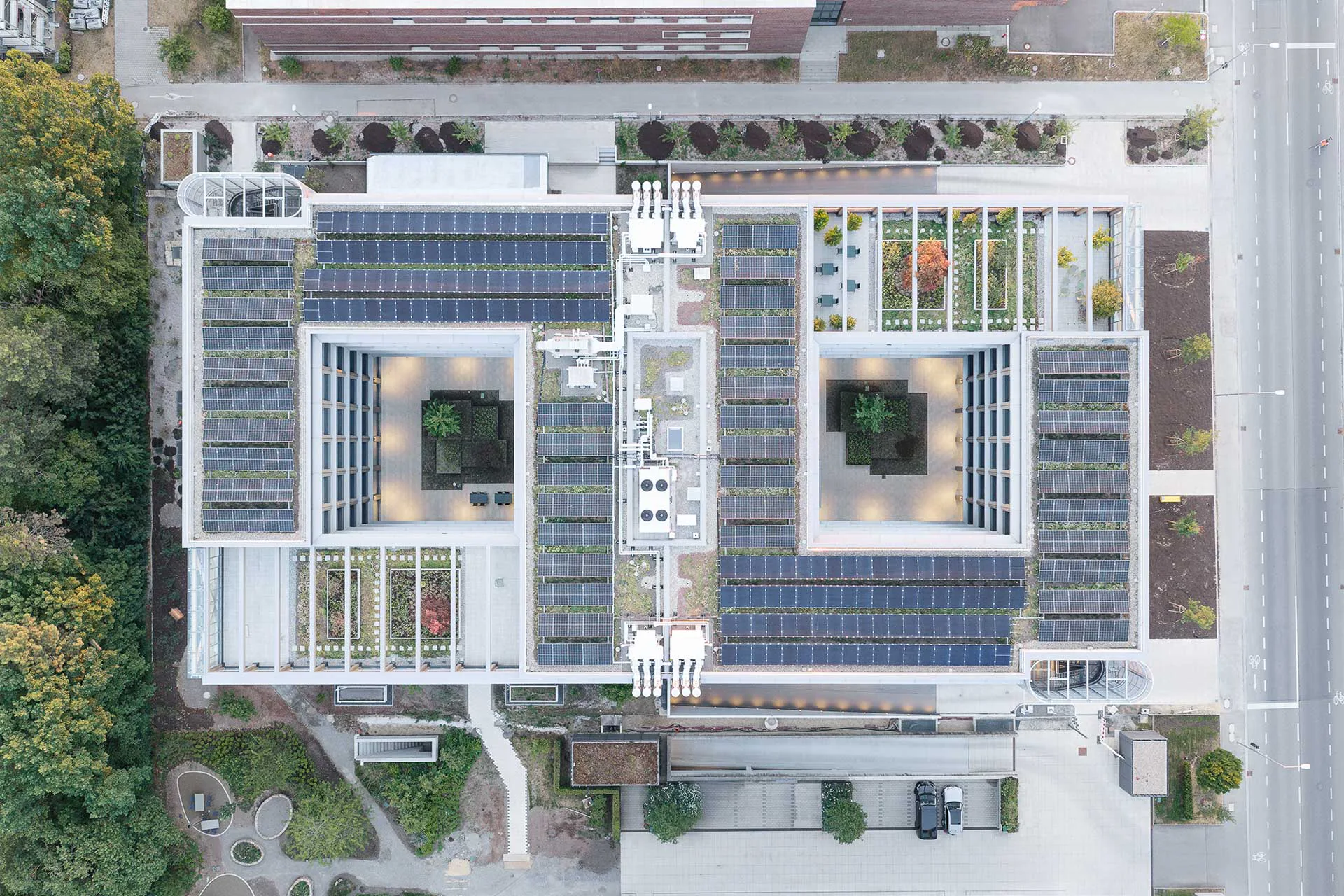 Bürobau ZERO, Dachaufsicht, Luftbild