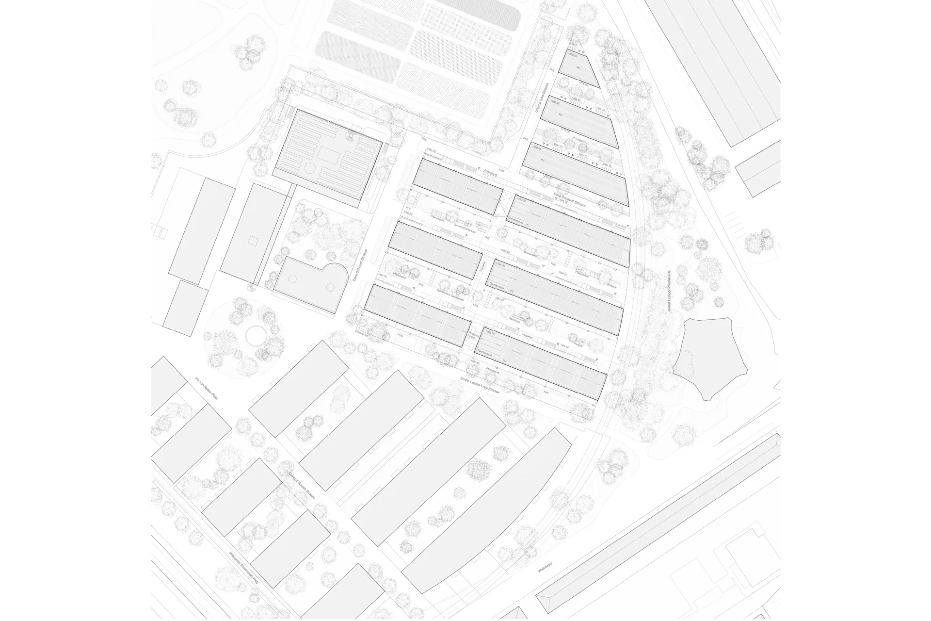 Lageplan des Quartiers am Walkeweg, Grafik