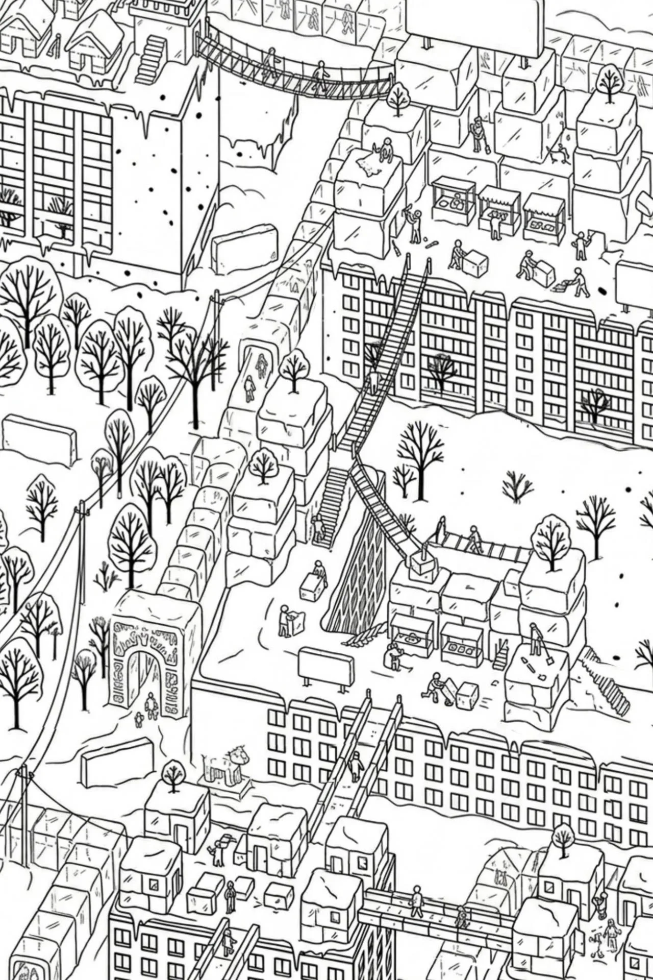 Die illustrative Darstellung zeigt eine Stadt, die von ihren BürgerInnen selbst gestaltet wurde.