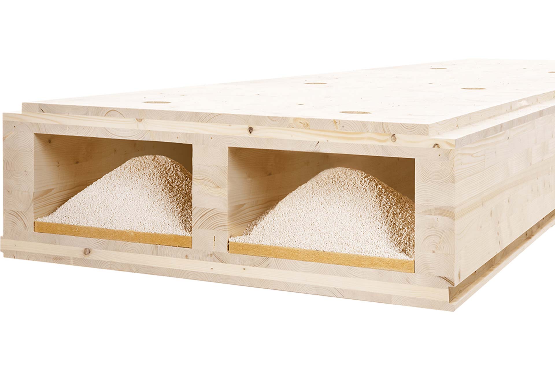Mit dem innovativen Deckensystem CLT Box - Decke FS von best wood Schneider sind große Spannweiten und dadurch stützenfreie Räume möglich.