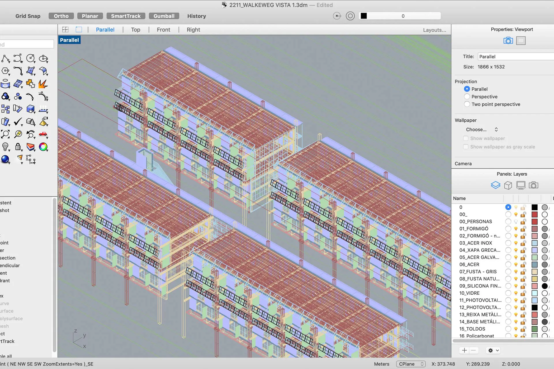 3D-Modellansicht der Zeilenbauten, Grafik