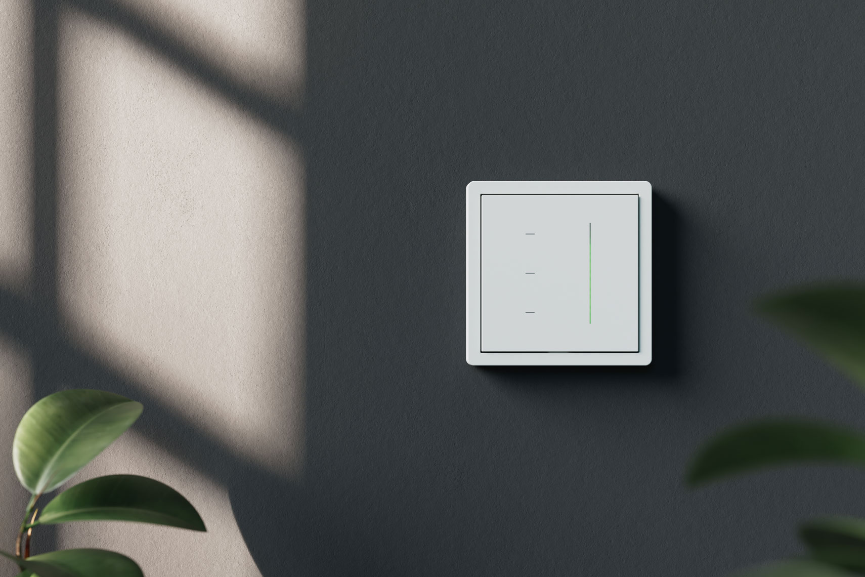Gira F100 entspricht dem bisherigen Gira Flächenschalter und steht damit für ein bewährtes Design mit weicher Kontur – jetzt auch in den weiteren Gira Systemfarben.